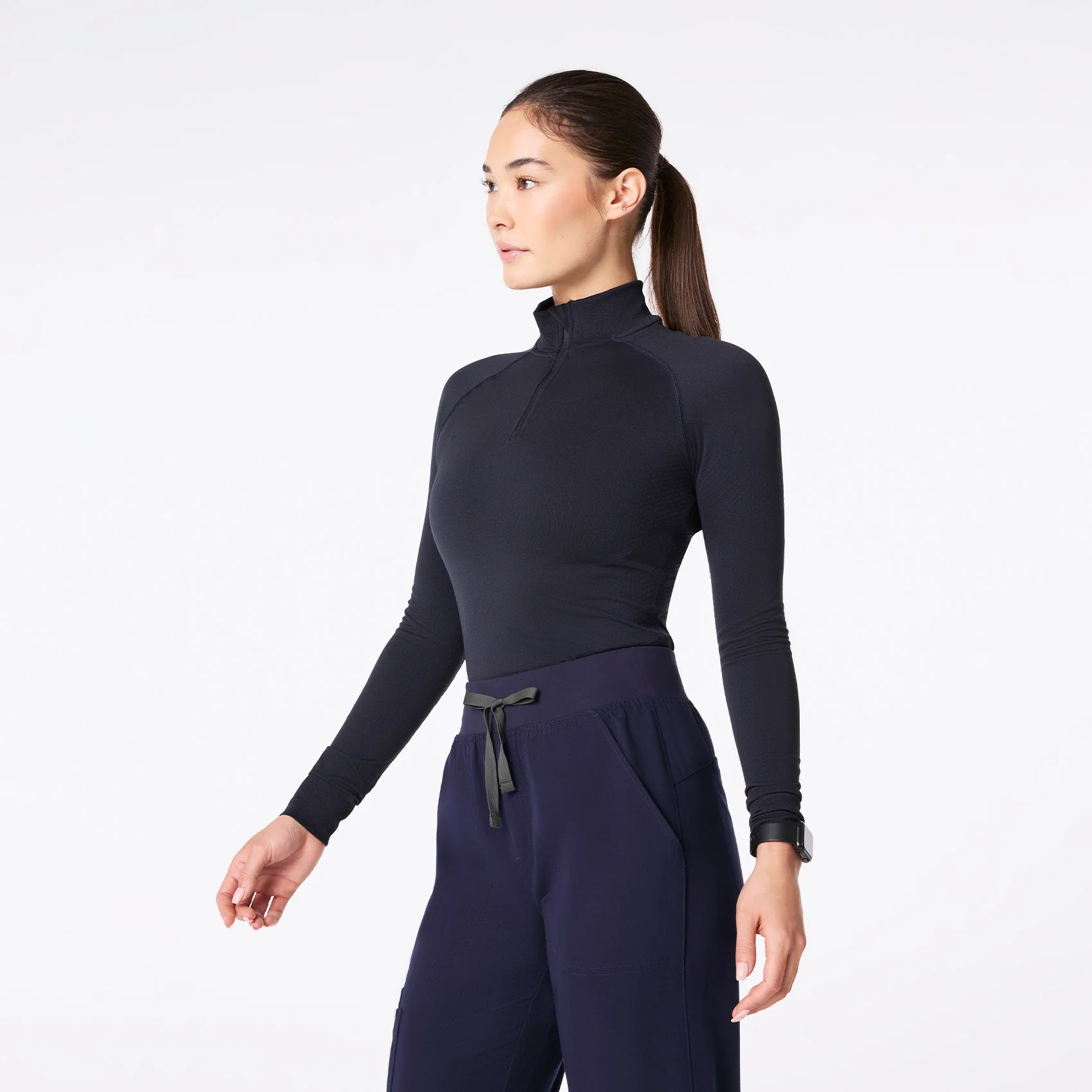 women's Navy Salta Seamless ¼ Zip - Longsleeve Underscrub - Image 3