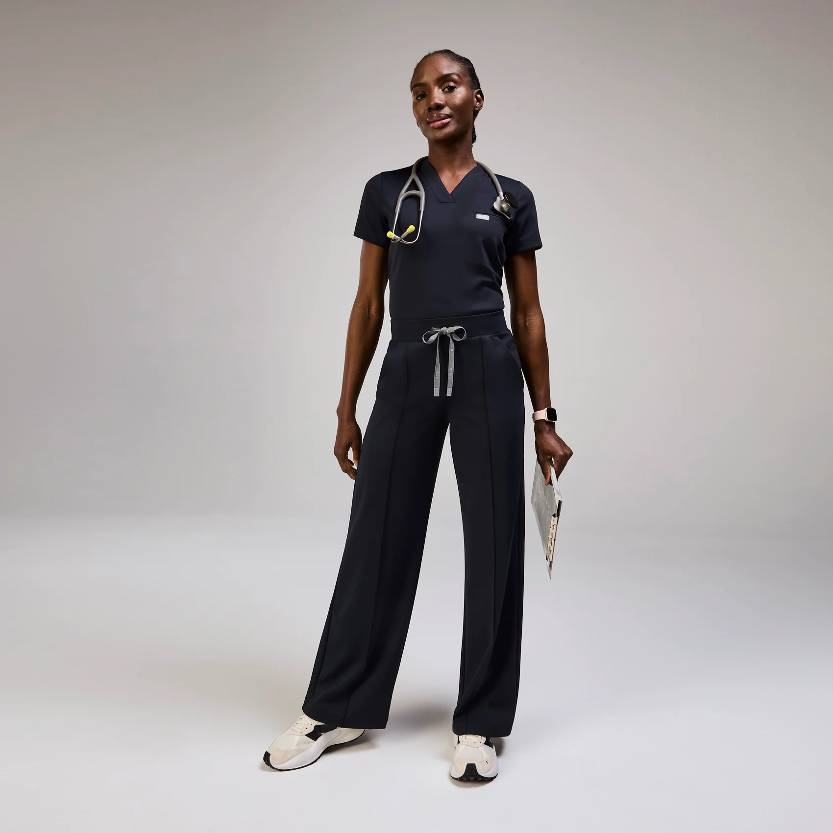 women's Navy Sona FORMx Slim V-Neck - Scrub Top™ - Image 2