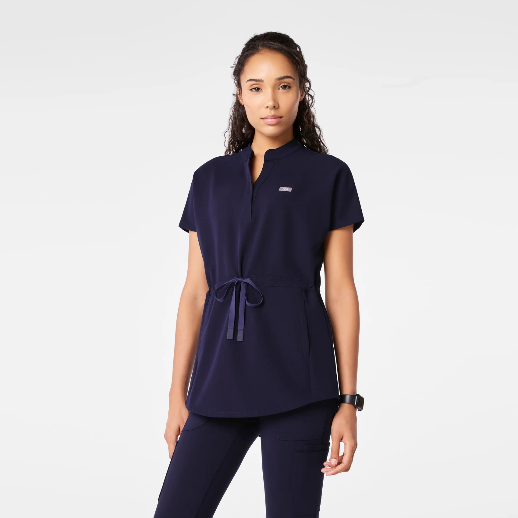 women's Navy Soria - Henley Tunic Scrub Top
