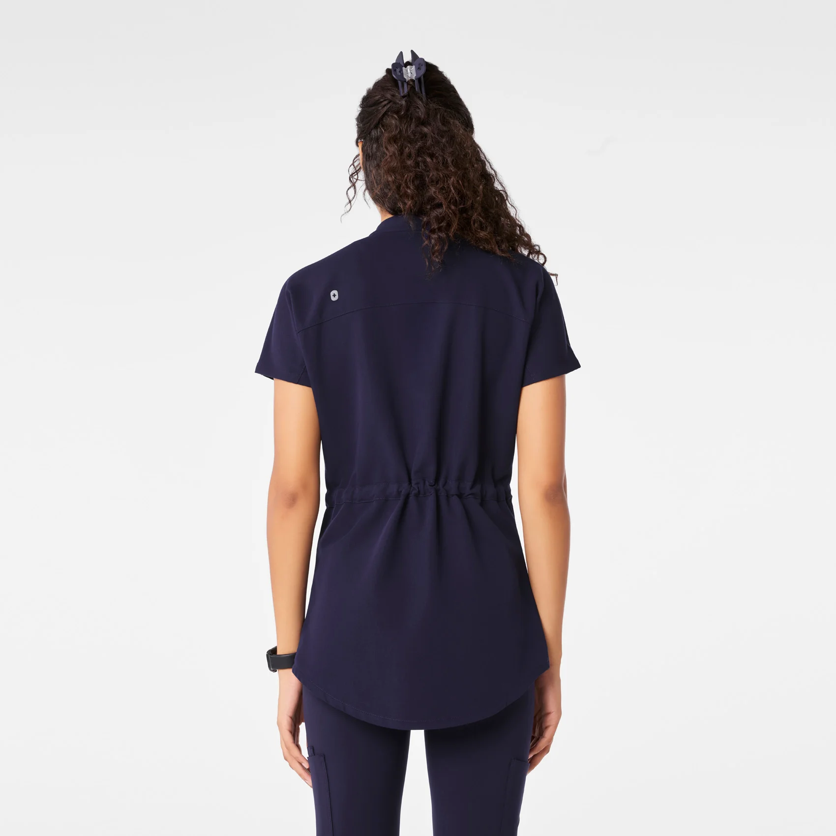 women's Navy Soria - Henley Tunic Scrub Top - Image 3