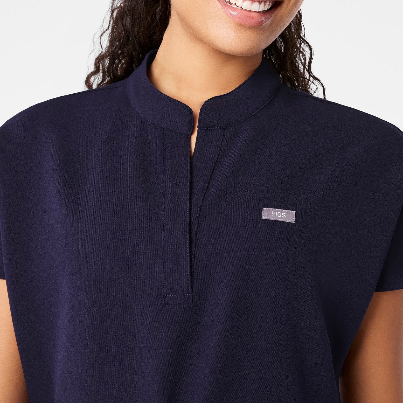 women's Navy Soria - Henley Tunic Scrub Top - Image 6