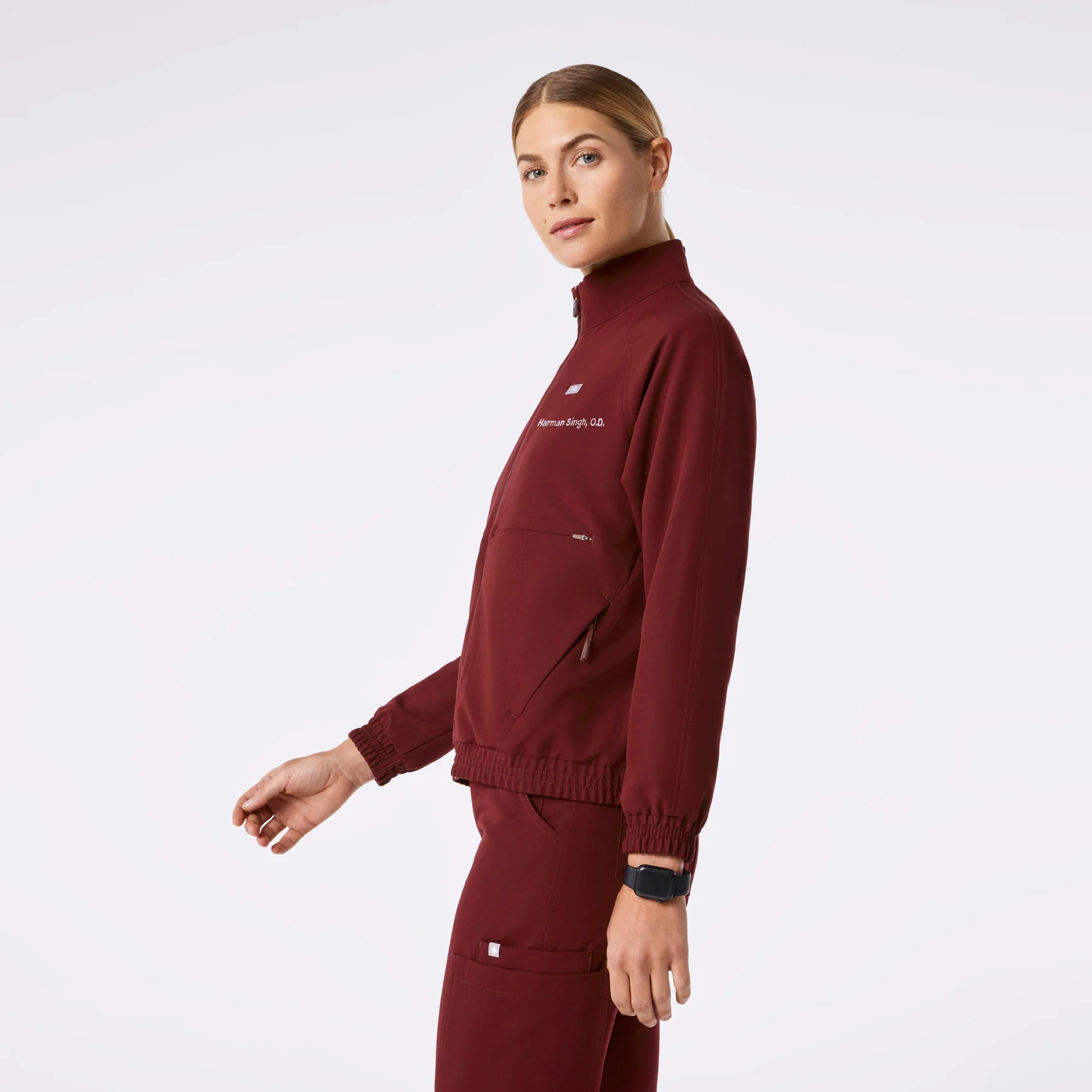 women's Burgundy Sydney - Scrub Jacket - Image 3