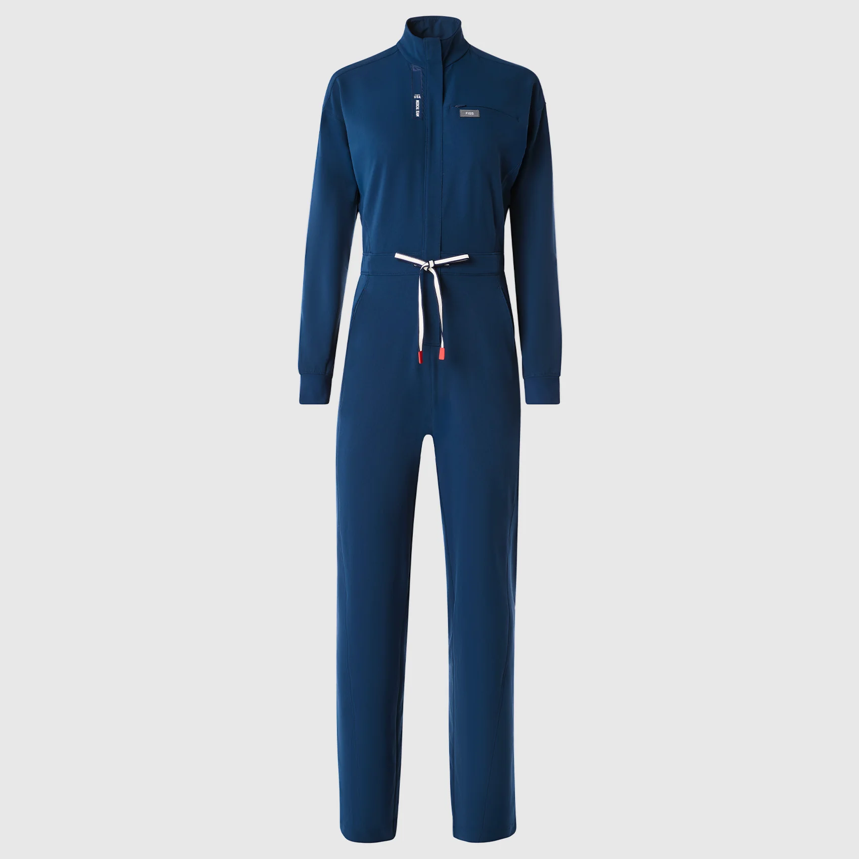women's Team USA Blue FIGS x Team USA FIBREx Mock Neck Wide Leg - Tall Longsleeve ScrubJumpsuit™ - Image 11