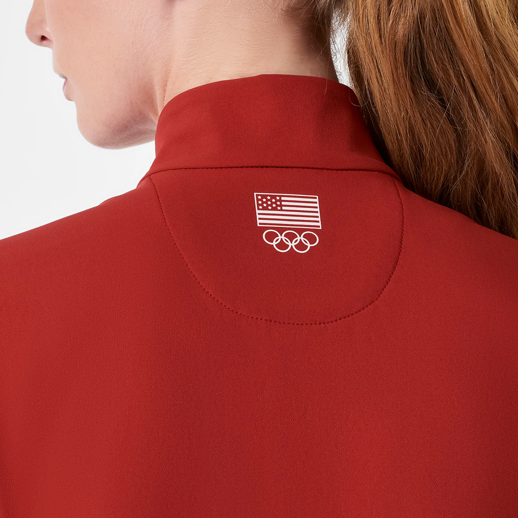 women's Team USA Red FIGS x Team USA FIBREx Mock Neck Wide Leg - Tall Longsleeve ScrubJumpsuit™ - Image 4