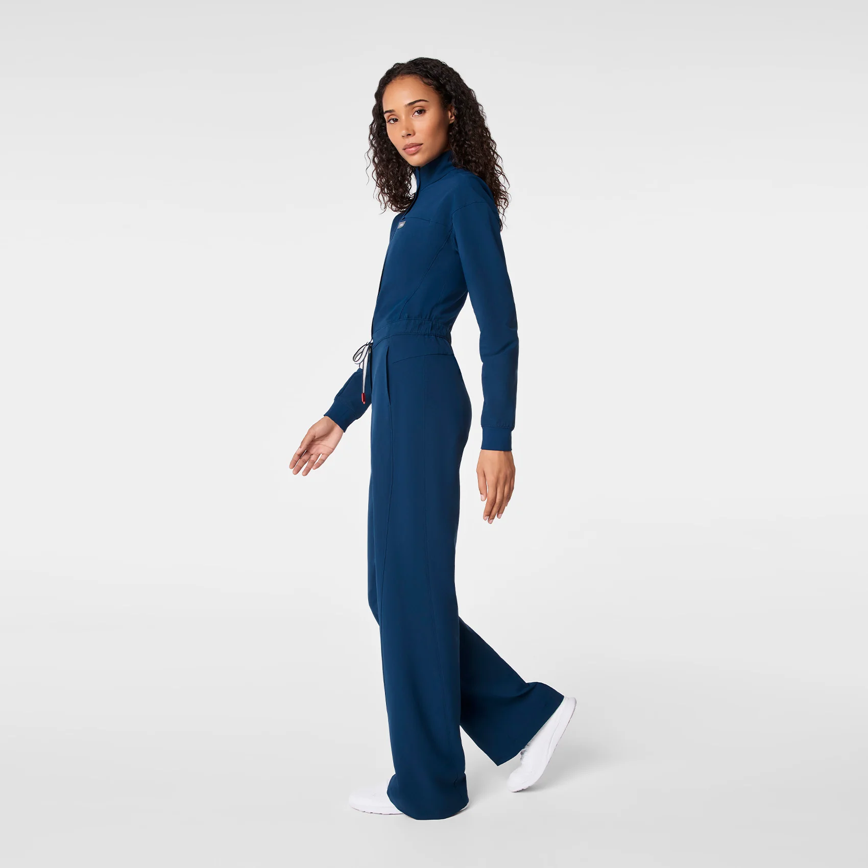 women's Team USA Blue FIGS x Team USA FIBREx Mock Neck Wide Leg - Longsleeve ScrubJumpsuit™ - Image 3