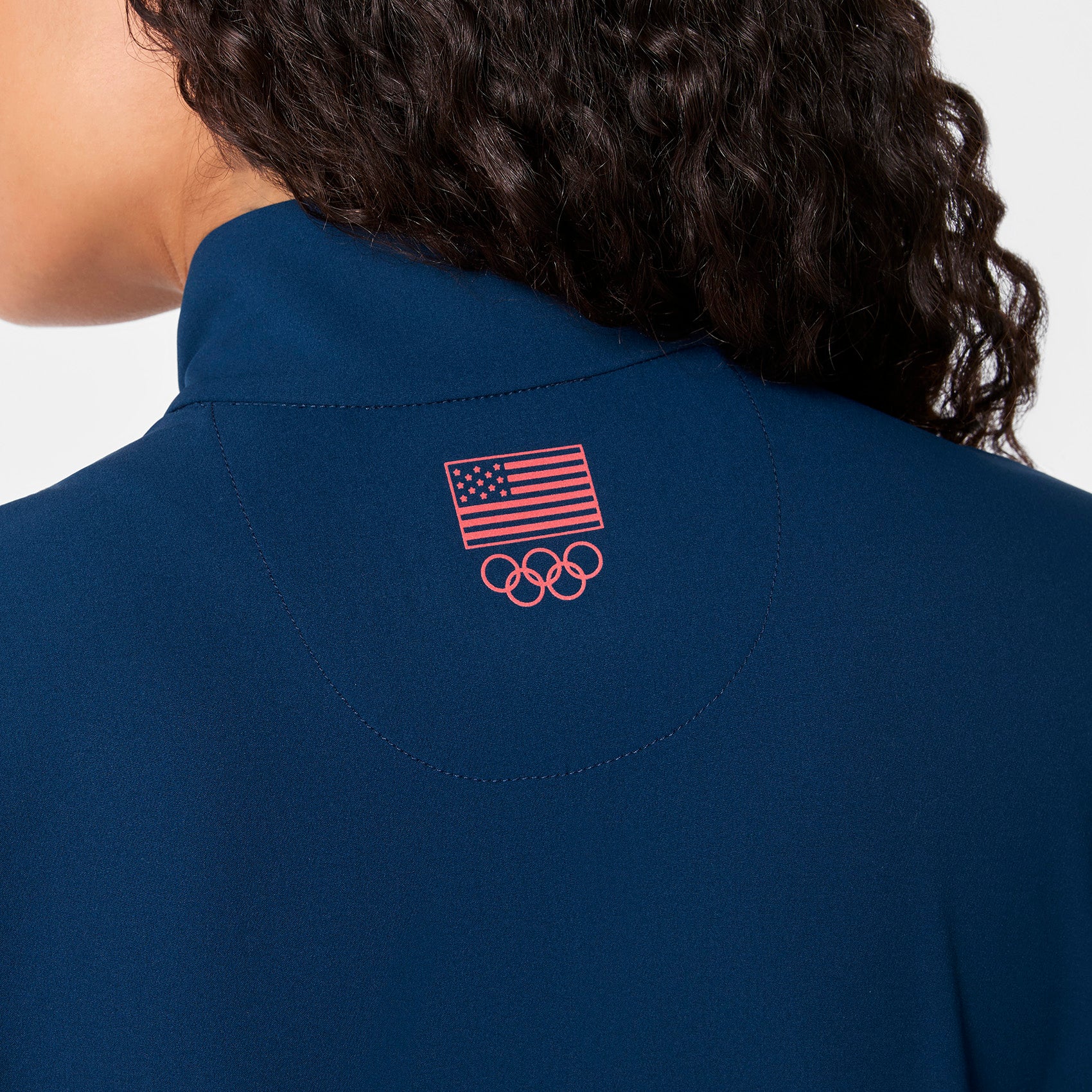 women's Team USA Blue FIGS x Team USA FIBREx Mock Neck Wide Leg - Longsleeve ScrubJumpsuit™ - Image 4