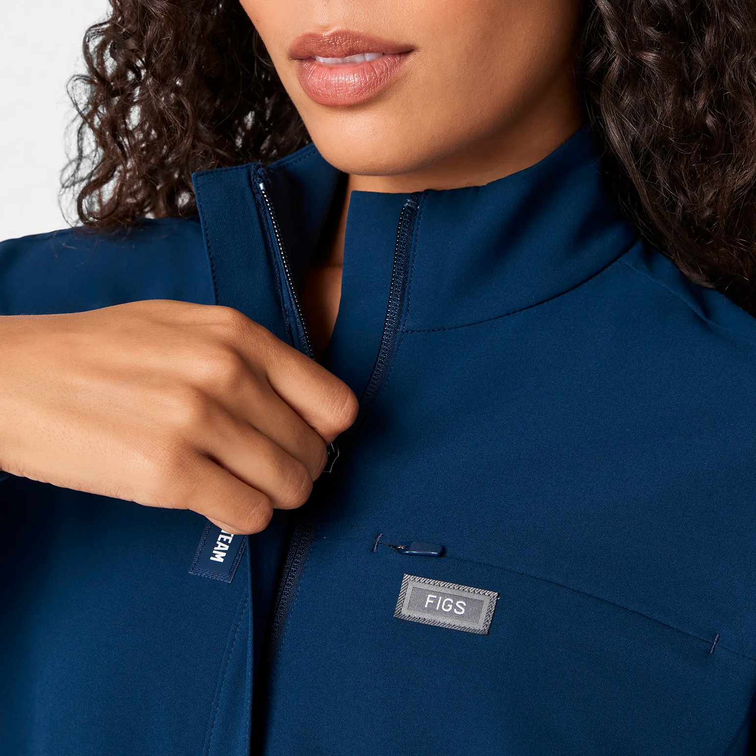 women's Team USA Blue FIGS x Team USA FIBREx Mock Neck Wide Leg - Longsleeve ScrubJumpsuit™ - Image 5