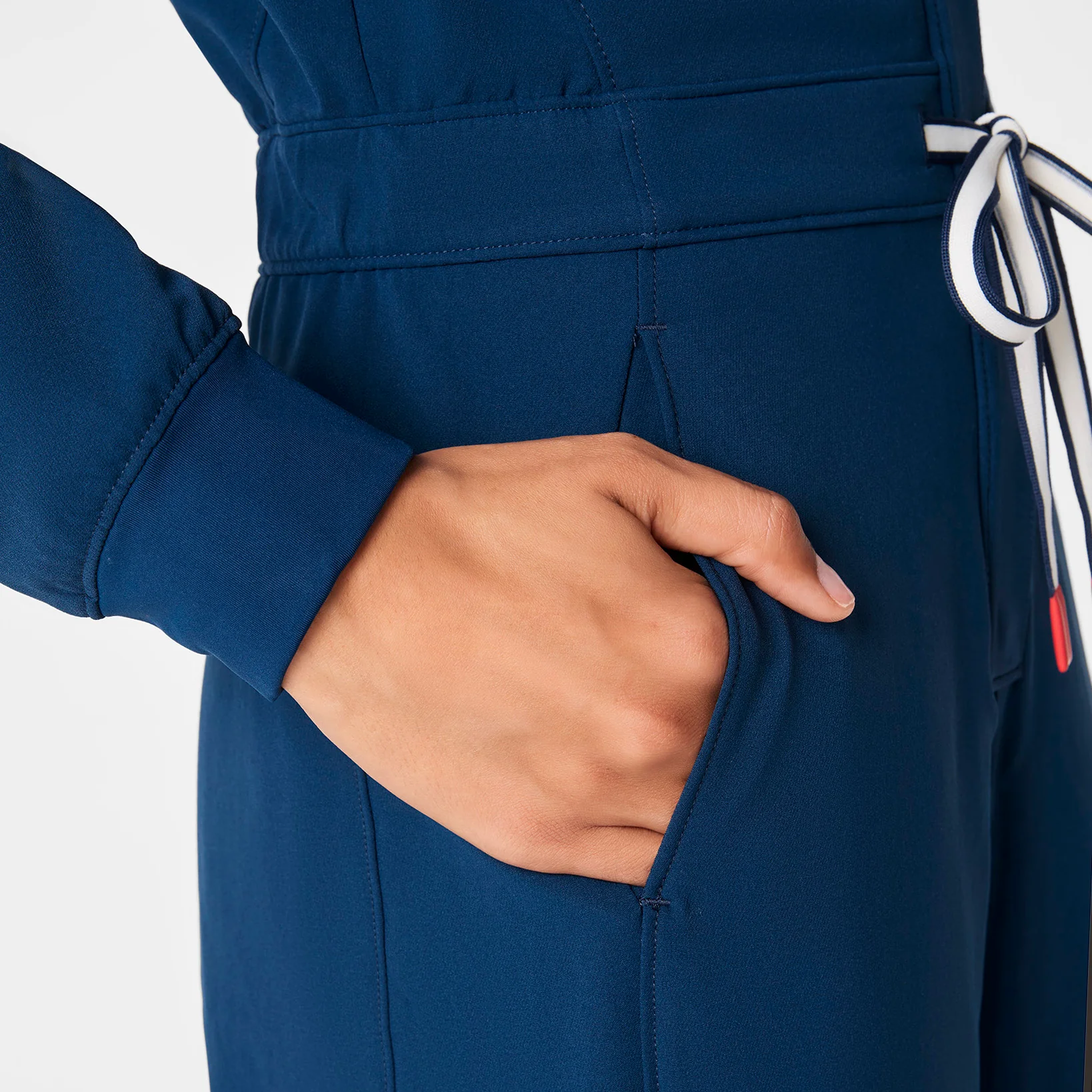 women's Team USA Blue FIGS x Team USA FIBREx Mock Neck Wide Leg - Tall Longsleeve ScrubJumpsuit™ - Image 9