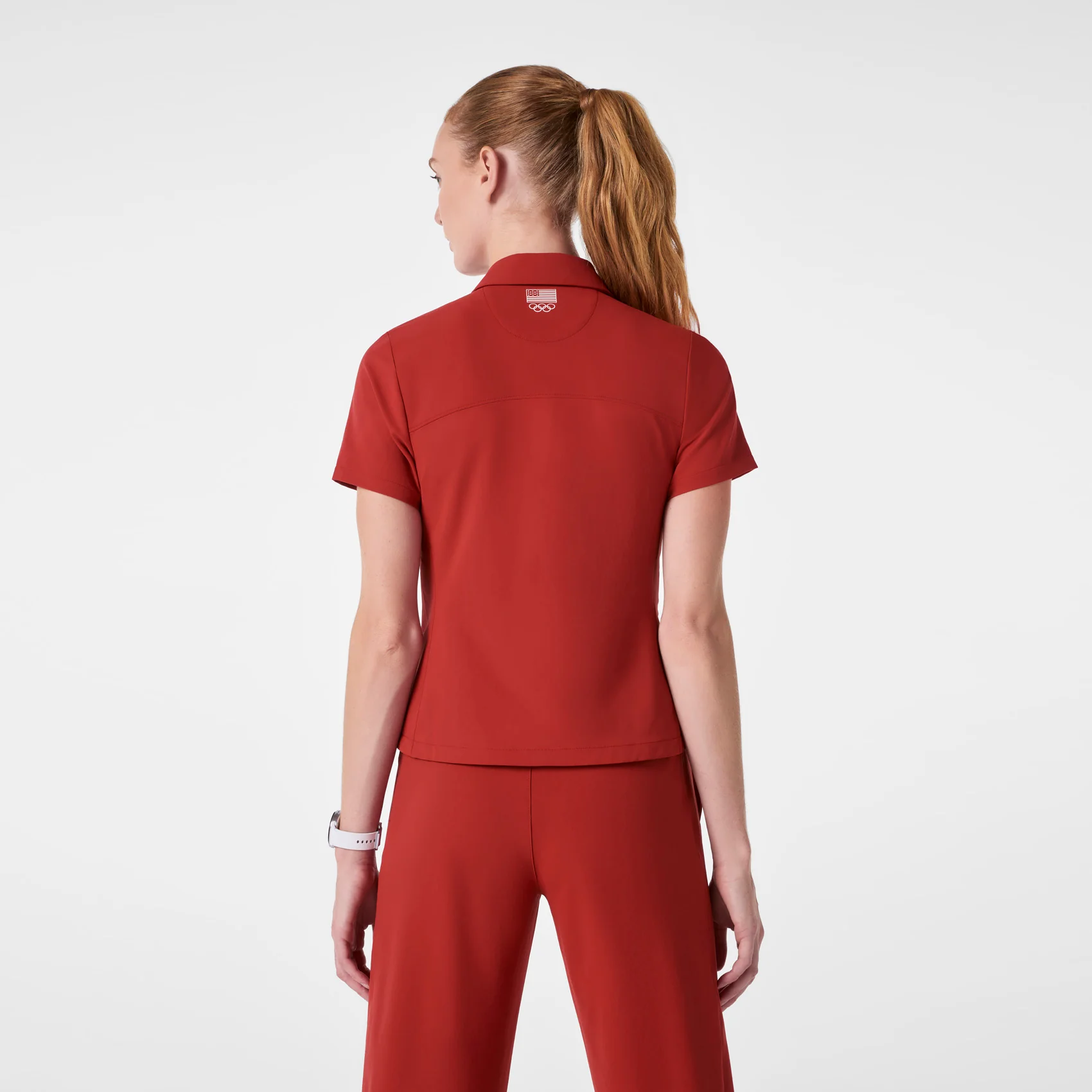 women's Team USA Red FIGS x Team USA FIBREx Polo - Scrub Top - Image 4