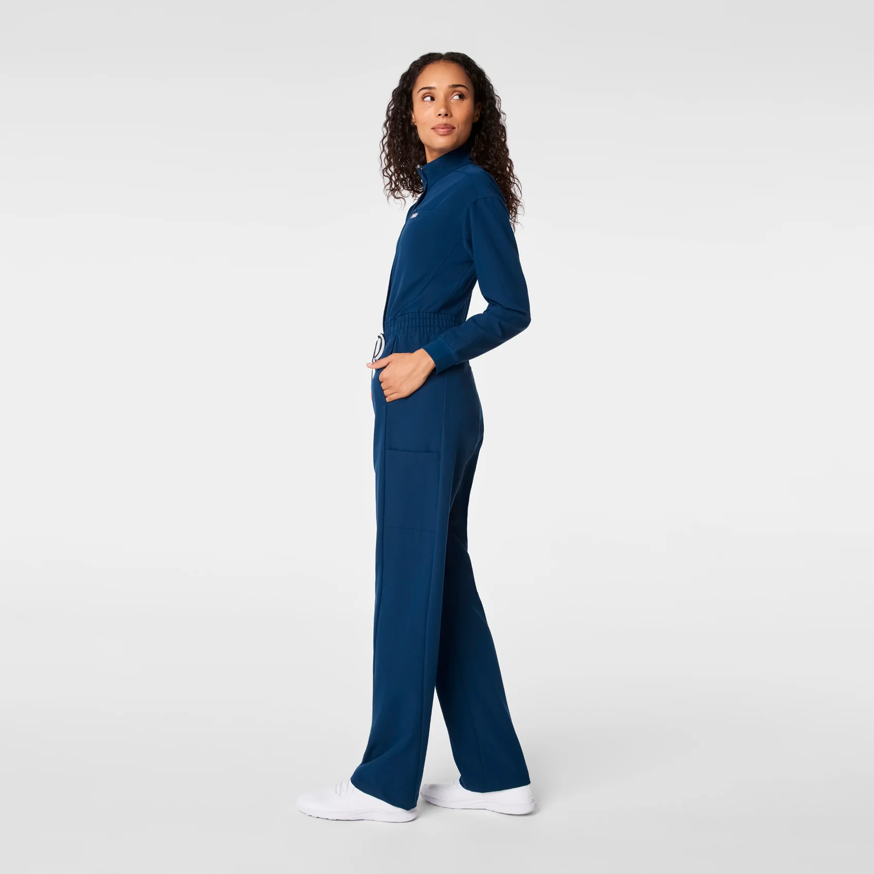women's Team USA Blue FIGS x Team USA Longsleeve Straight Leg - Petite Scrubjumpsuit™ - Image 3