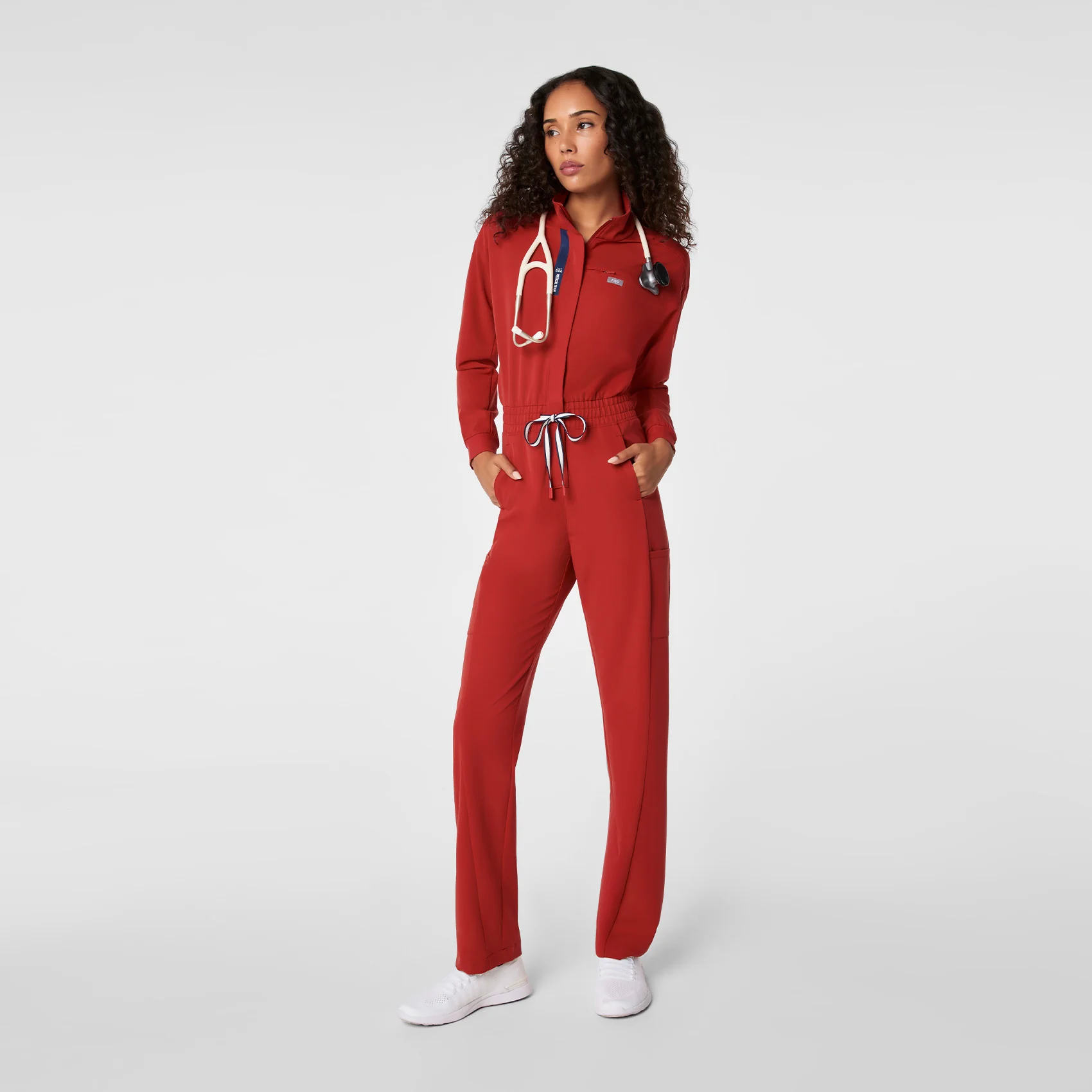 women's Team USA Red FIGS x Team USA Longsleeve Straight Leg - Scrubjumpsuit™