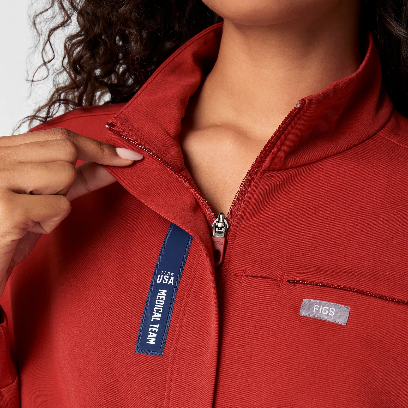 women's Team USA Red FIGS x Team USA Longsleeve Straight Leg - Scrubjumpsuit™ - Image 5