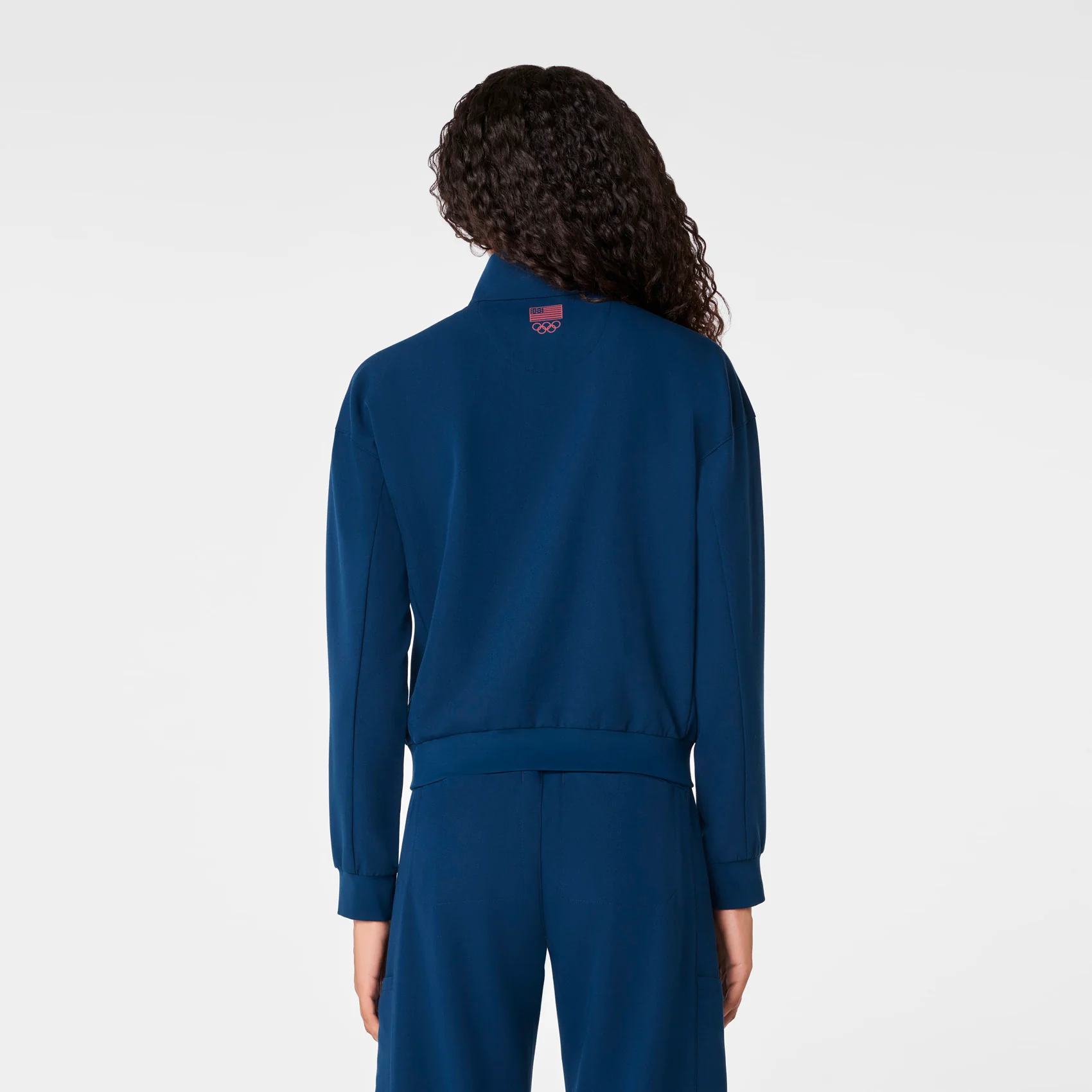 women's Team USA Blue FIGS x Team USA Mock Neck Longsleeve - Scrub Top - Image 4