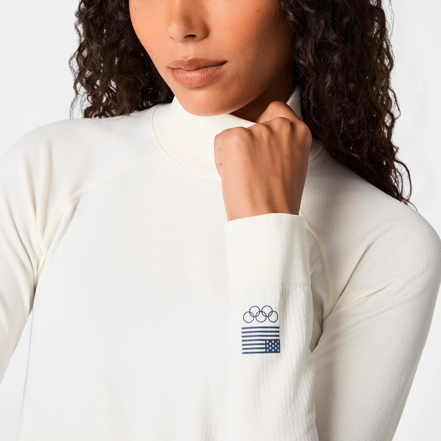 women's Off White FIGS x Team USA Mock Neck - Longsleeve Underscrub - Image 2