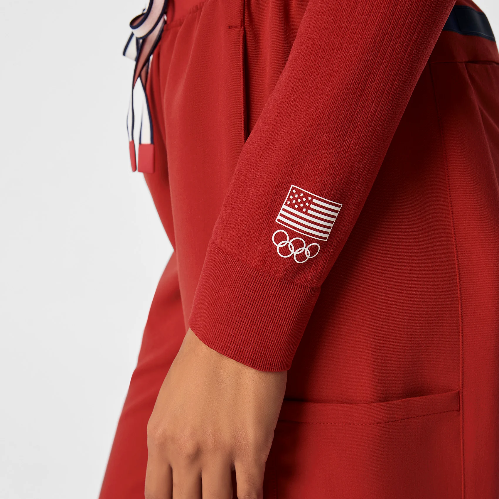 women's Team USA Red FIGS x Team USA Mock Neck - Longsleeve Underscrub - Image 2