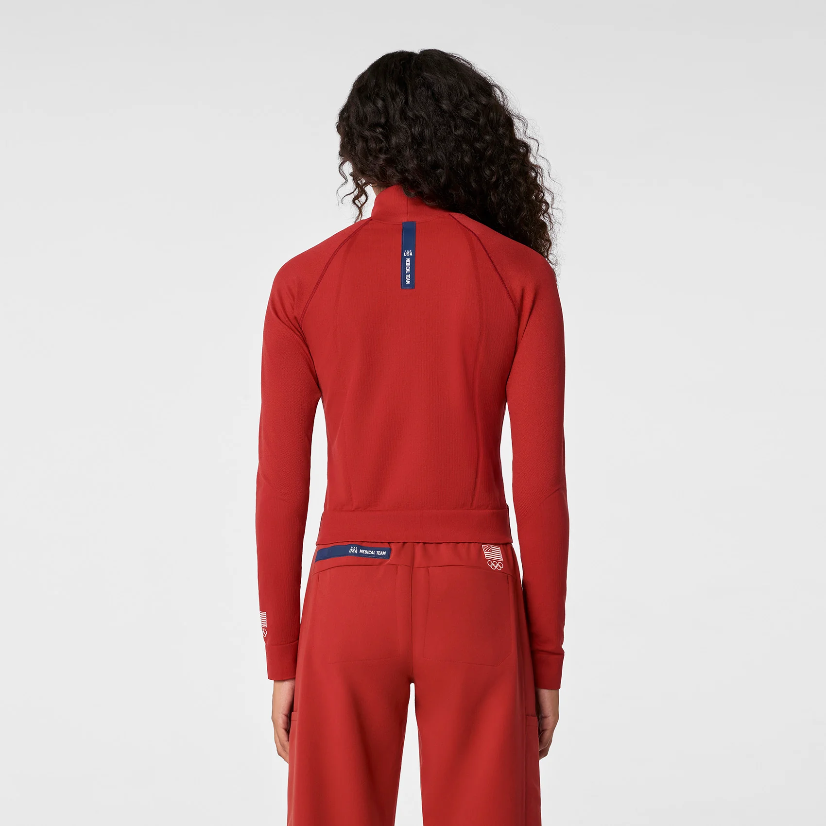 women's Team USA Red FIGS x Team USA Mock Neck - Longsleeve Underscrub - Image 5