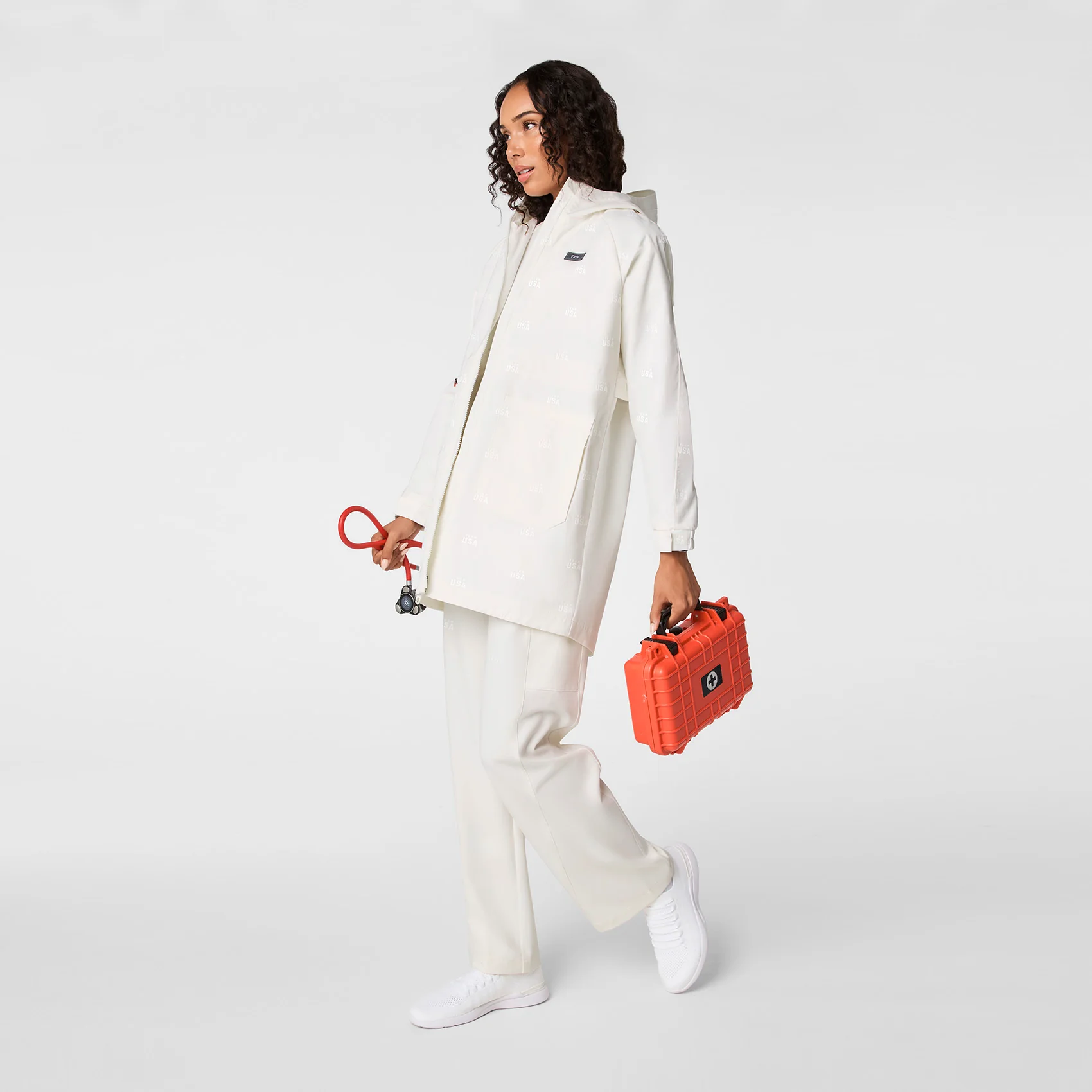 women's Off White FIGS x Team USA On-Shift Stadium Jacket™ - Image 3