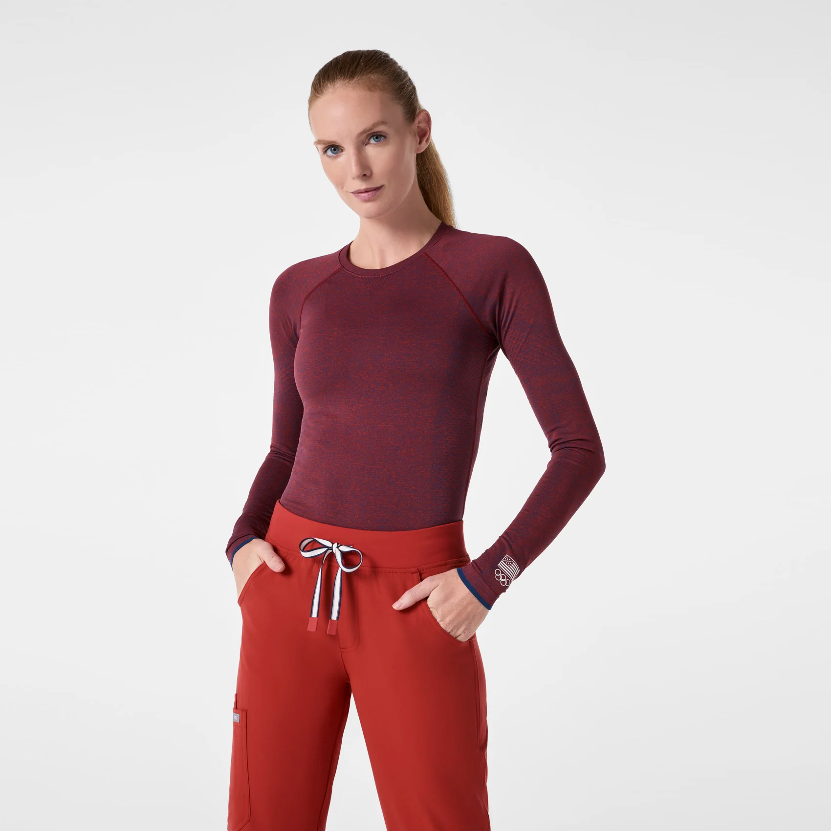 women's Team USA Red FIGS x Team USA Salta Seamless - Longsleeve Underscrub