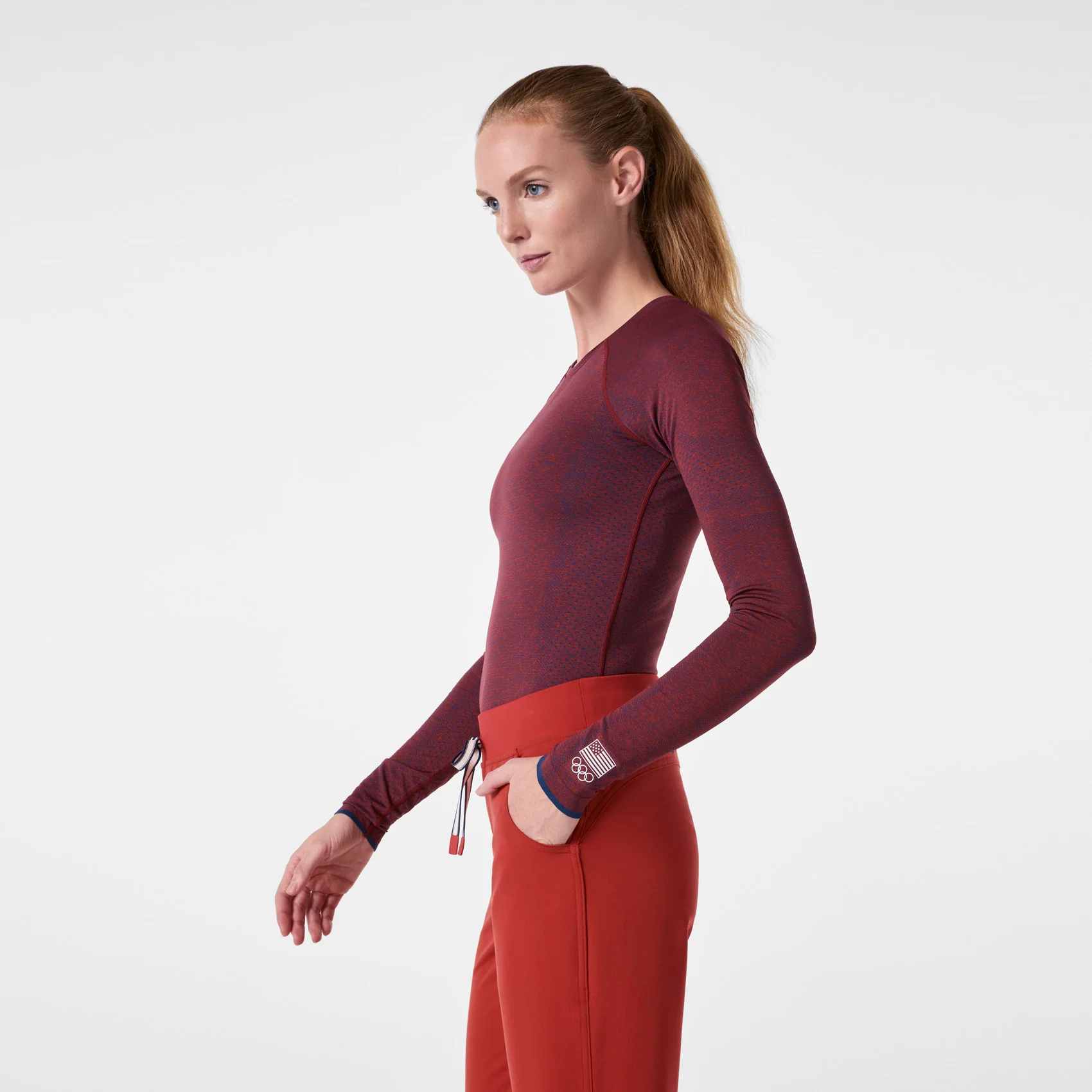 women's Team USA Red FIGS x Team USA Salta Seamless - Longsleeve Underscrub - Image 3