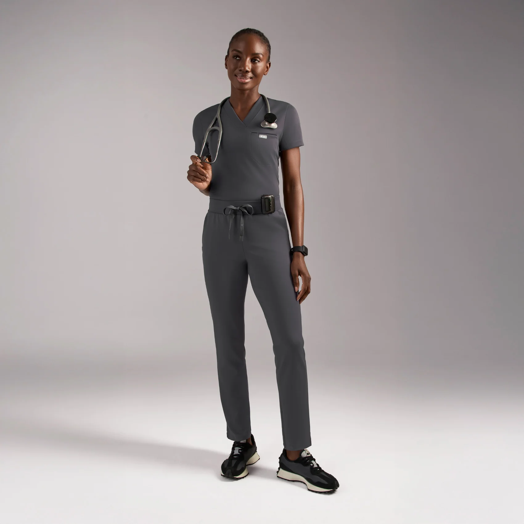 women's Charcoal Tena FORMx Slim Tapered - Petite Scrub Pant™ - Image 2