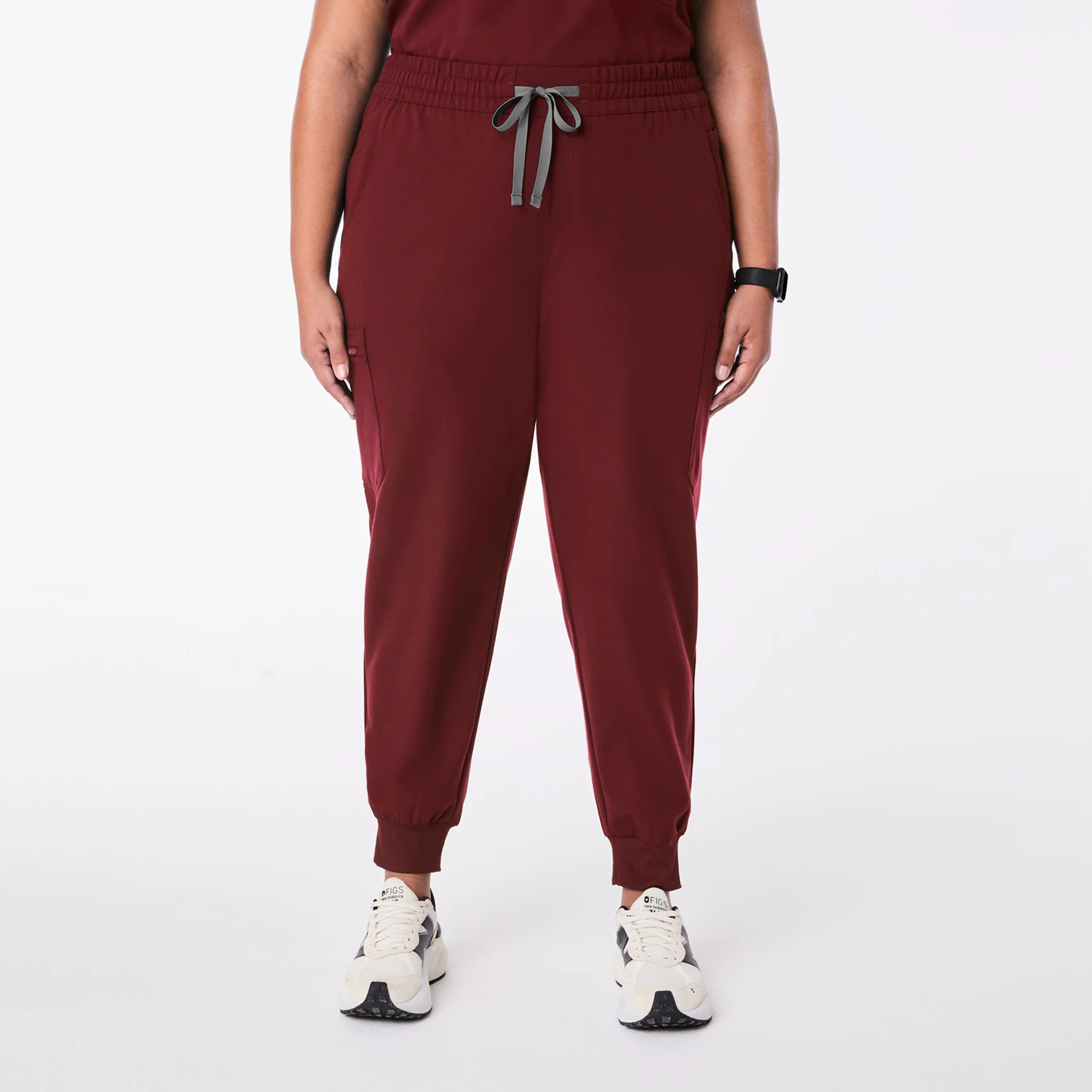 women's Burgundy High Waisted Uman Relaxed - Jogger Scrub Pant (3XL-6XL)