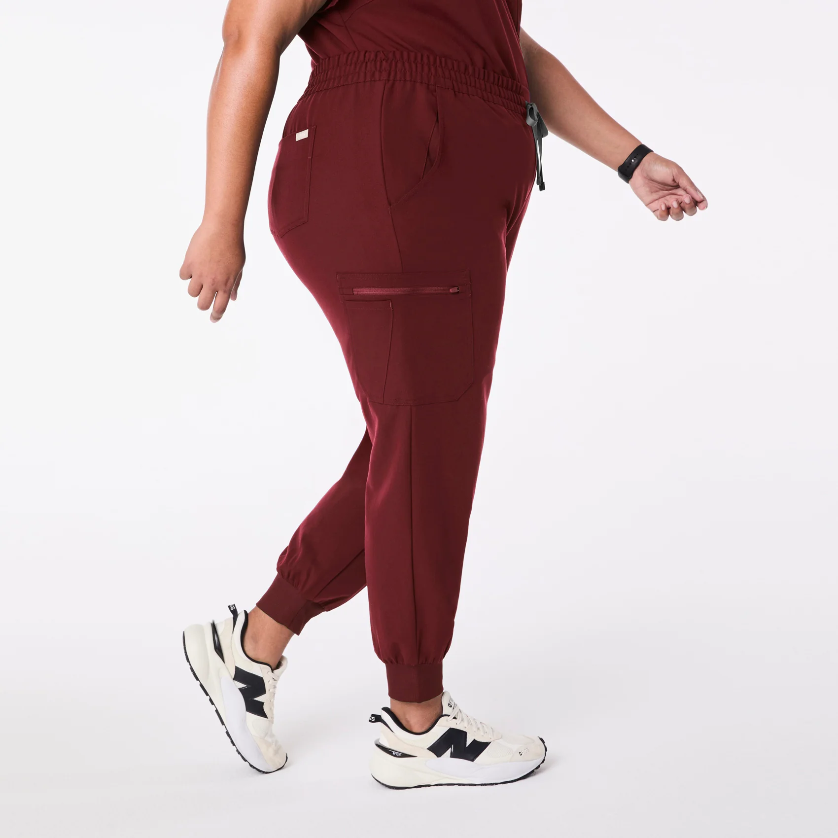 women's Burgundy High Waisted Uman Relaxed - Jogger Scrub Pant (3XL-6XL) - Image 3