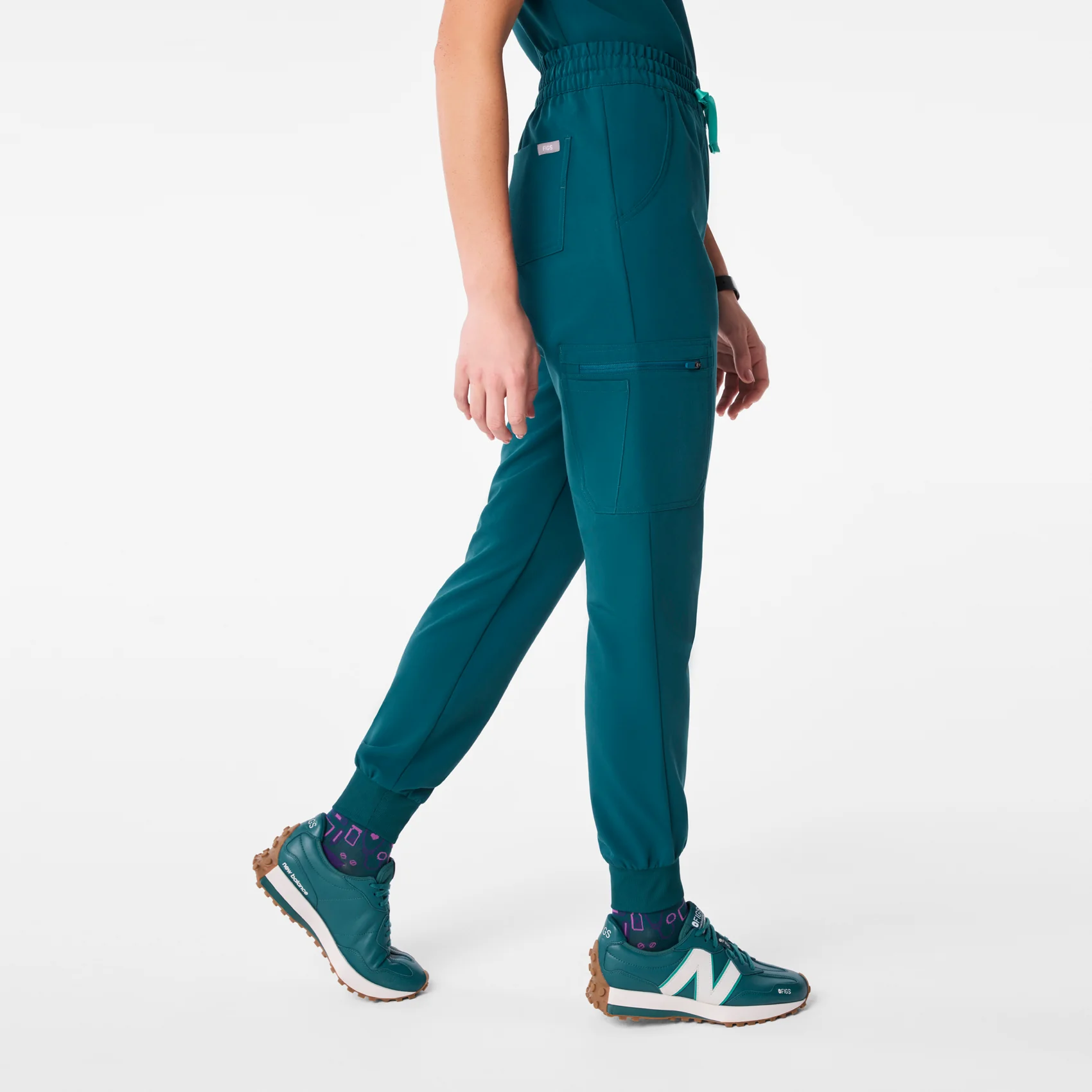women's Caribbean Blue High Waisted Uman Relaxed - Jogger Scrub Pant - Image 3