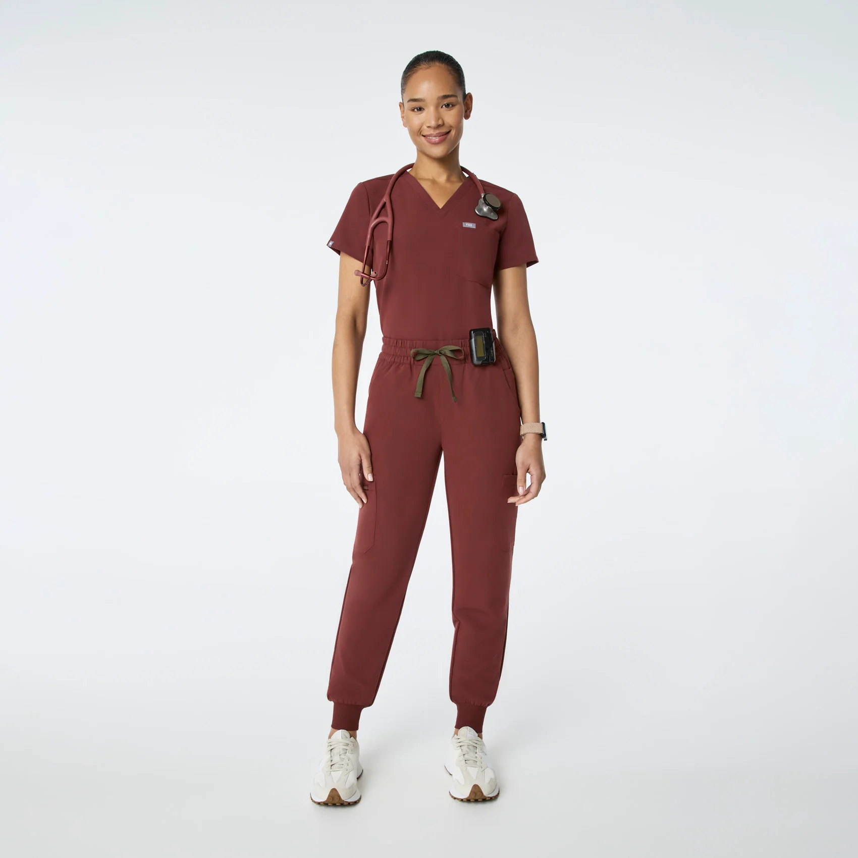 women's Walnut High Waisted Uman Relaxed - Jogger Scrub Pant - Image 2