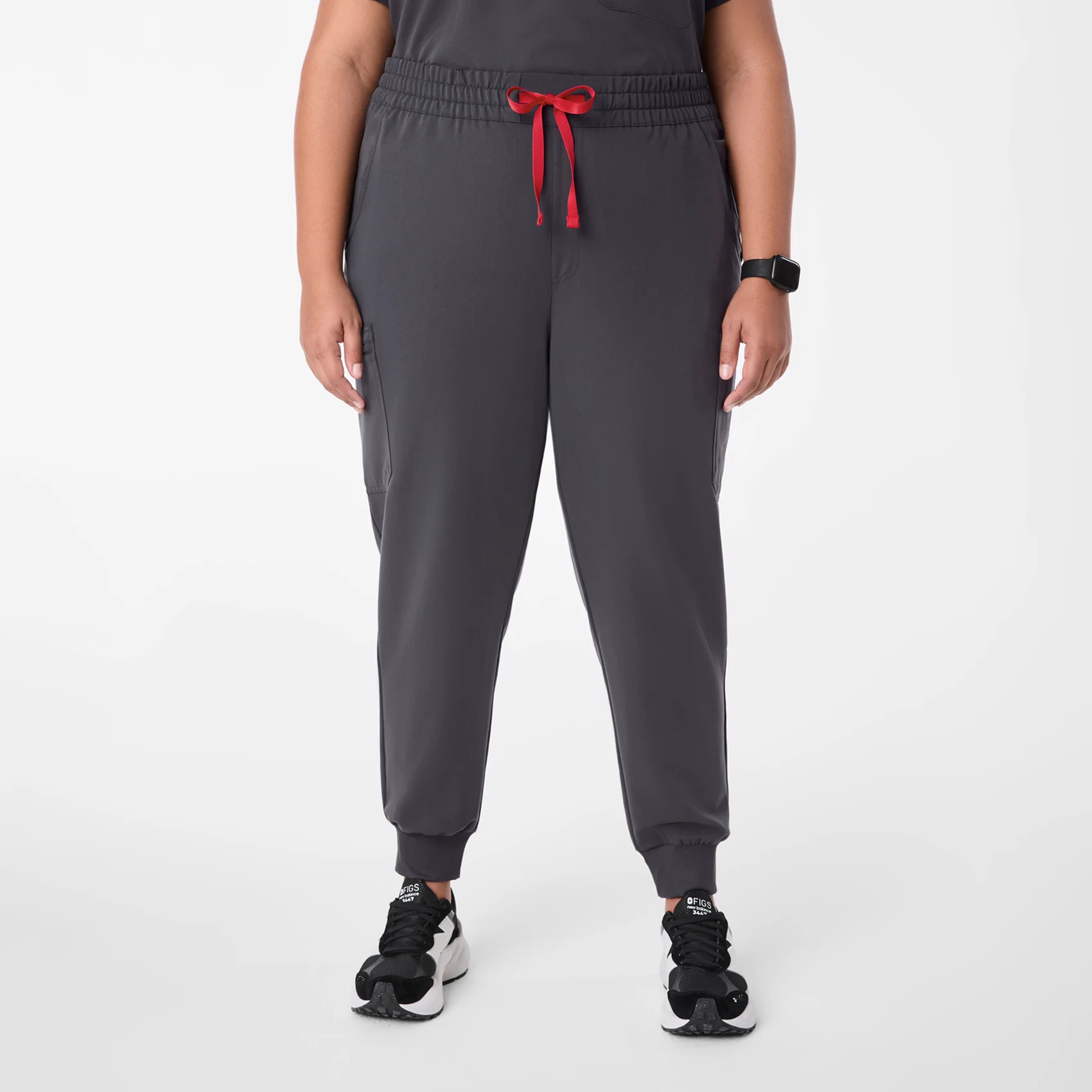 women's Charcoal High Waisted Uman Relaxed - Petite Jogger Scrub Pant (3XL-6XL)
