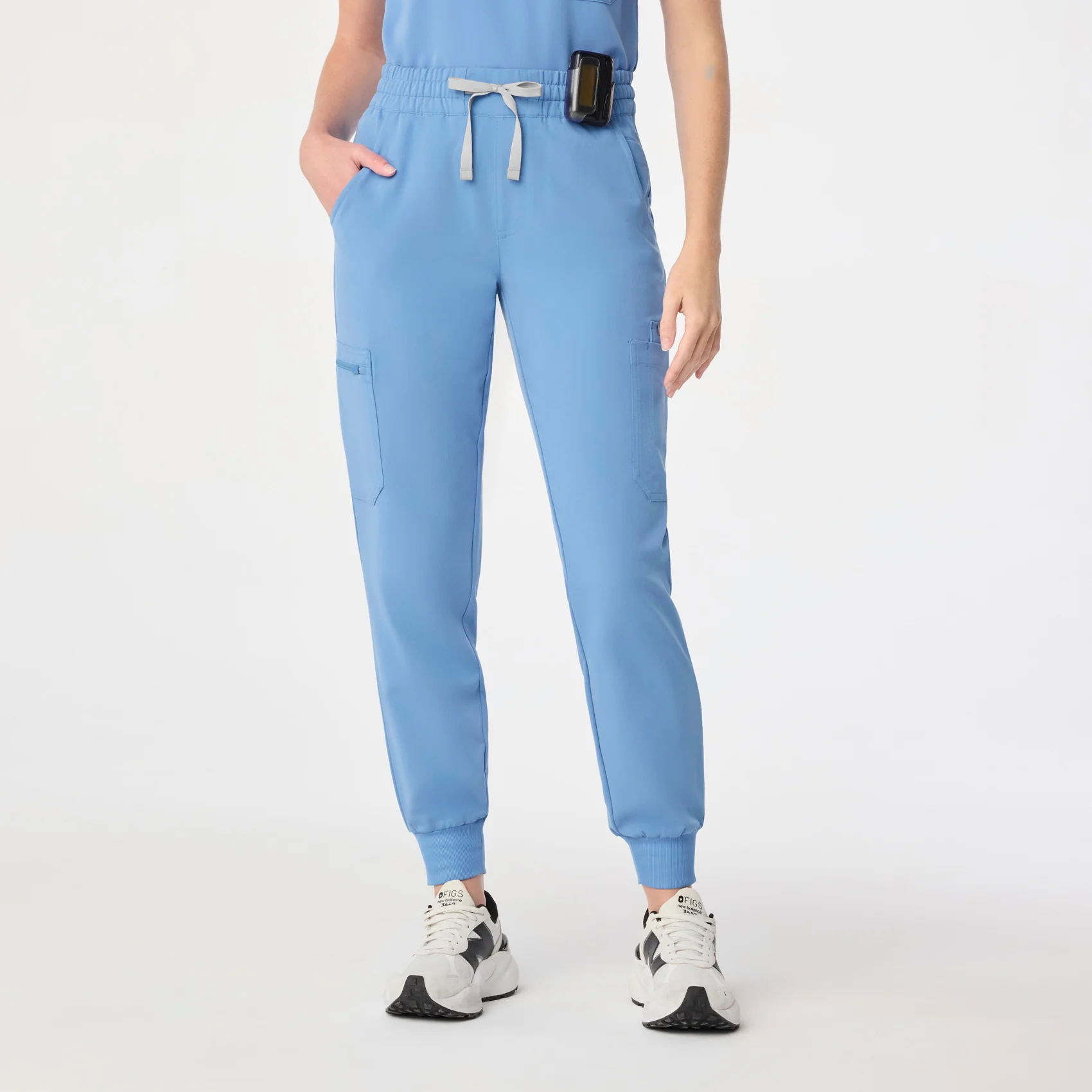 women's Ceil Blue High Waisted Uman Relaxed - Petite Jogger Scrub Pant