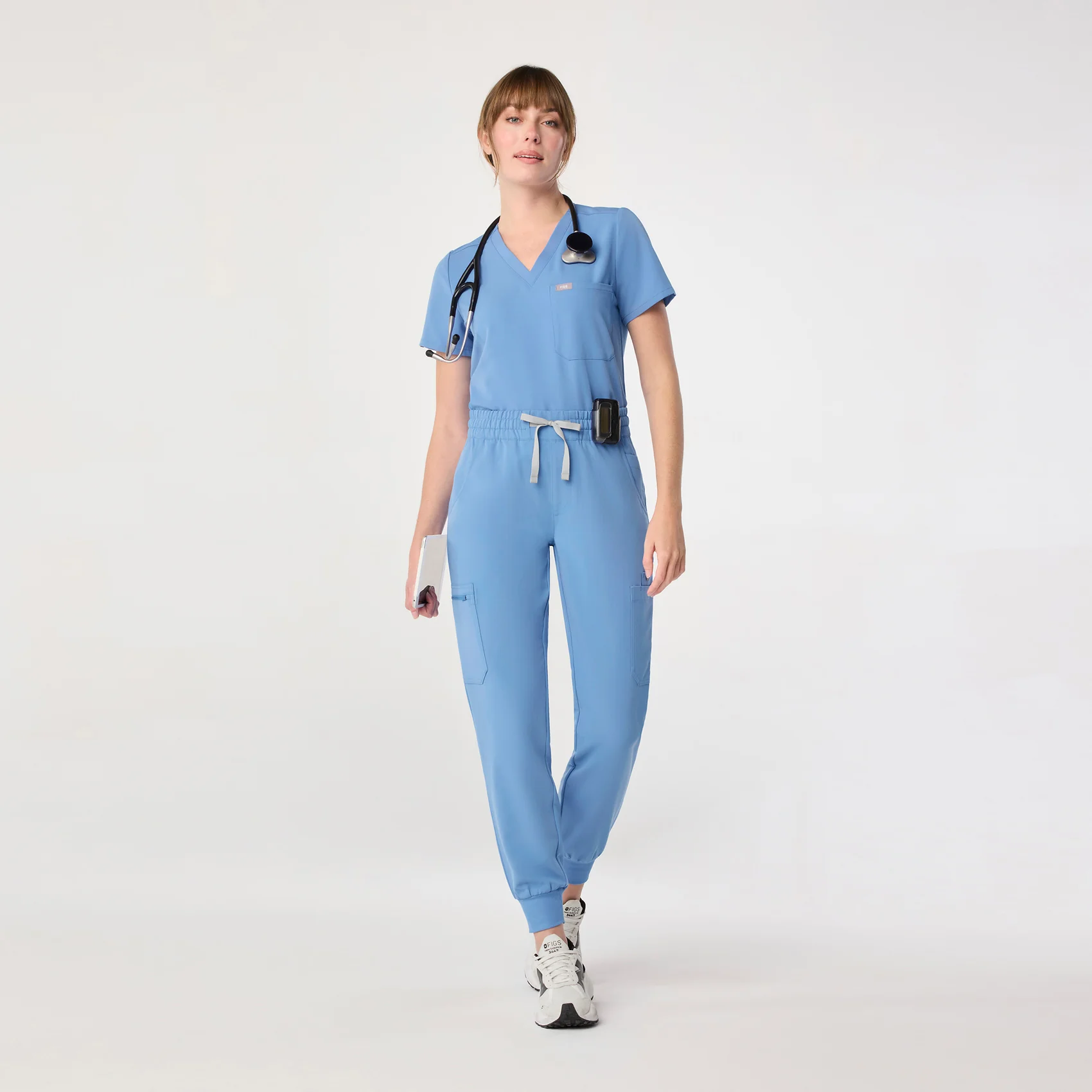 women's Ceil Blue High Waisted Uman Relaxed - Petite Jogger Scrub Pant - Image 2