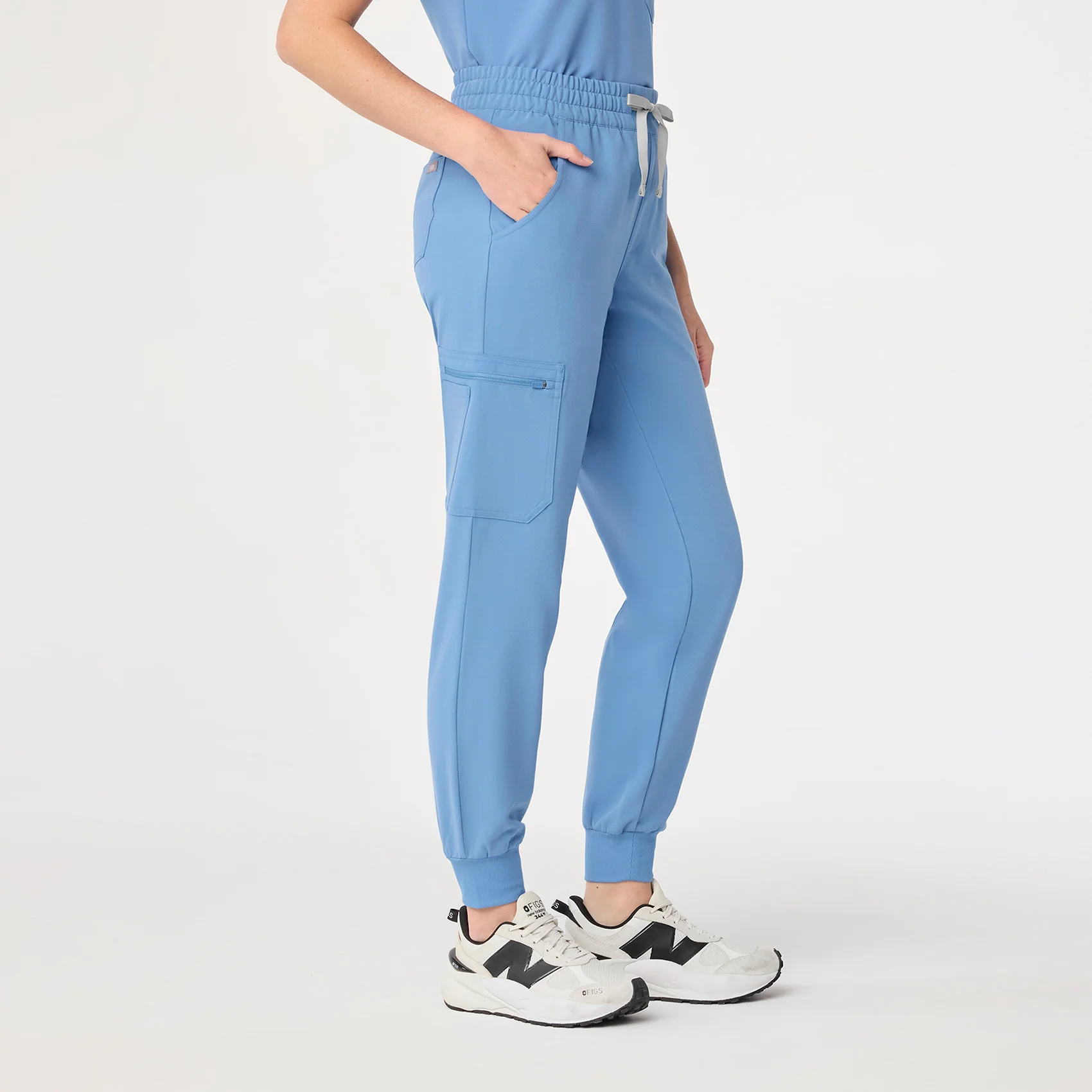 women's Ceil Blue High Waisted Uman Relaxed - Petite Jogger Scrub Pant - Image 3