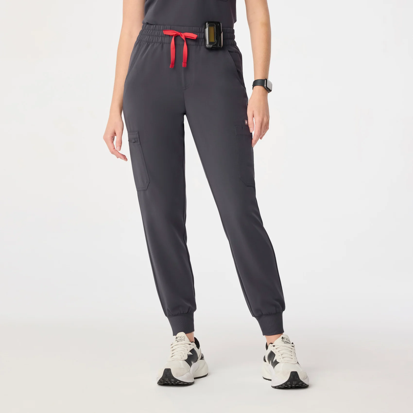 women's Charcoal High Waisted Uman Relaxed - Petite Jogger Scrub Pant