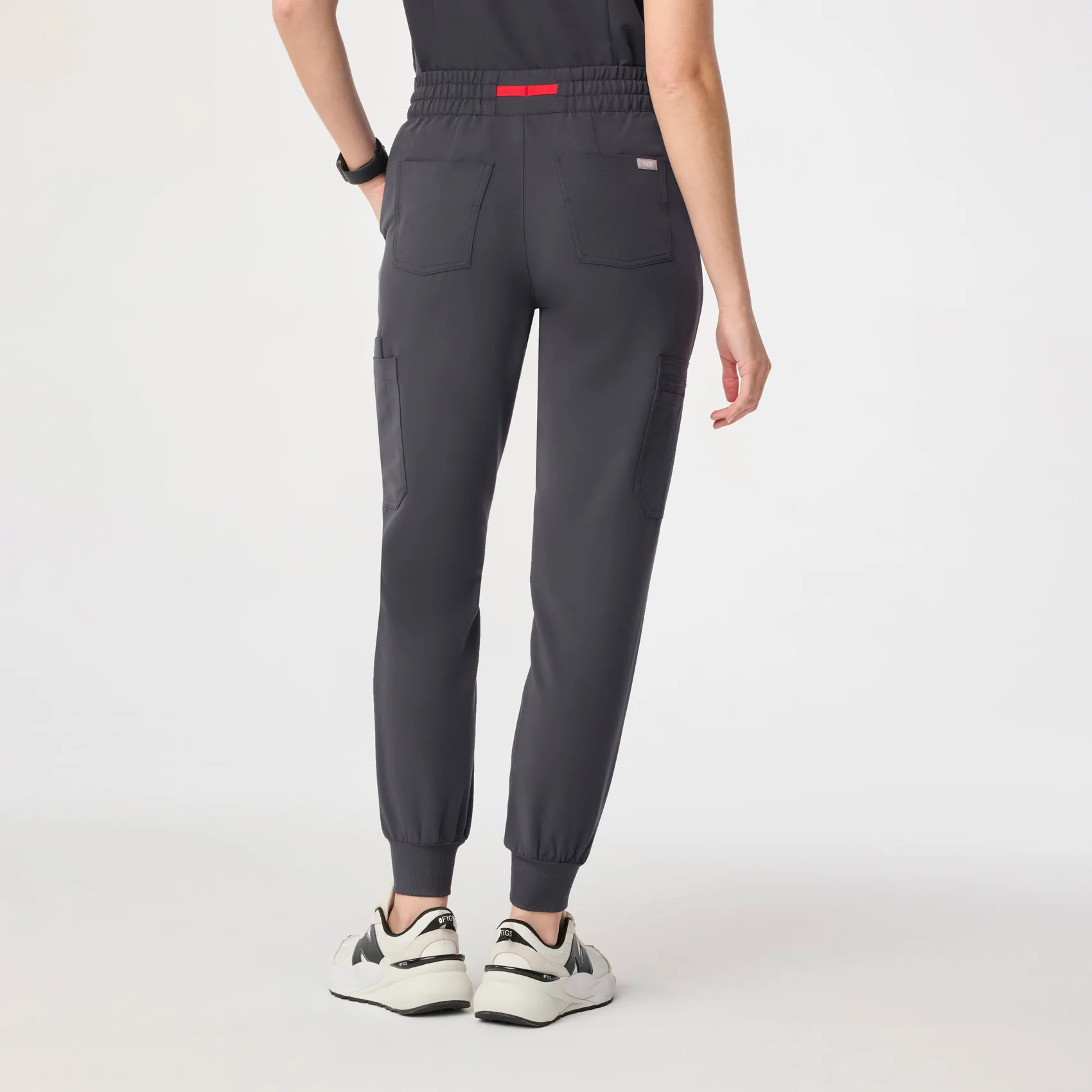 women's Charcoal High Waisted Uman Relaxed - Petite Jogger Scrub Pant - Image 4