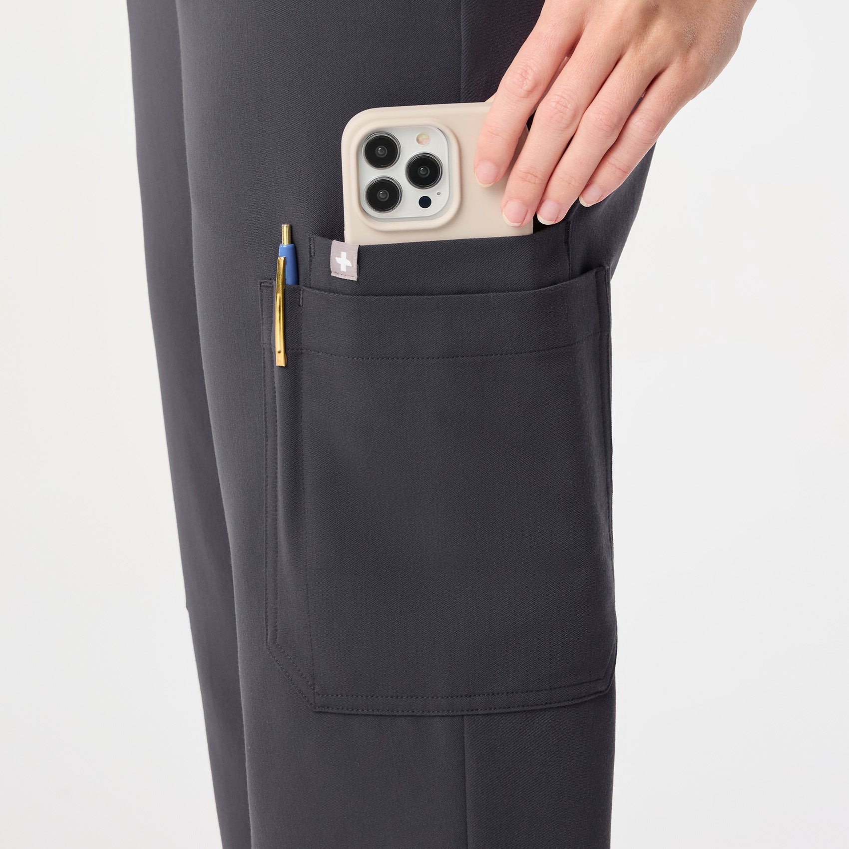 women's Charcoal High Waisted Uman Relaxed - Petite Jogger Scrub Pant - Image 9