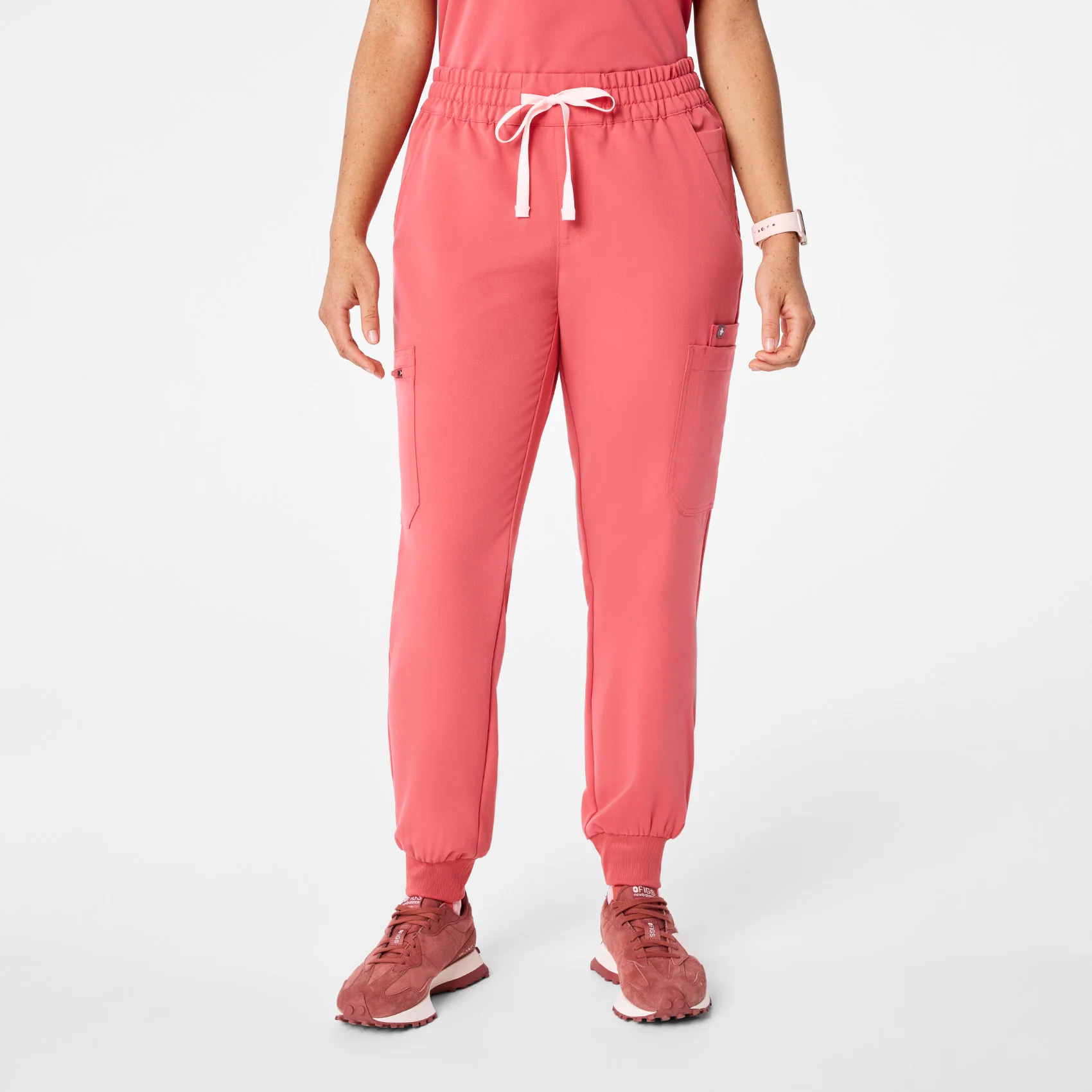 women's Pulmonary Pink High Waisted Uman Relaxed - Petite Jogger Scrub Pant