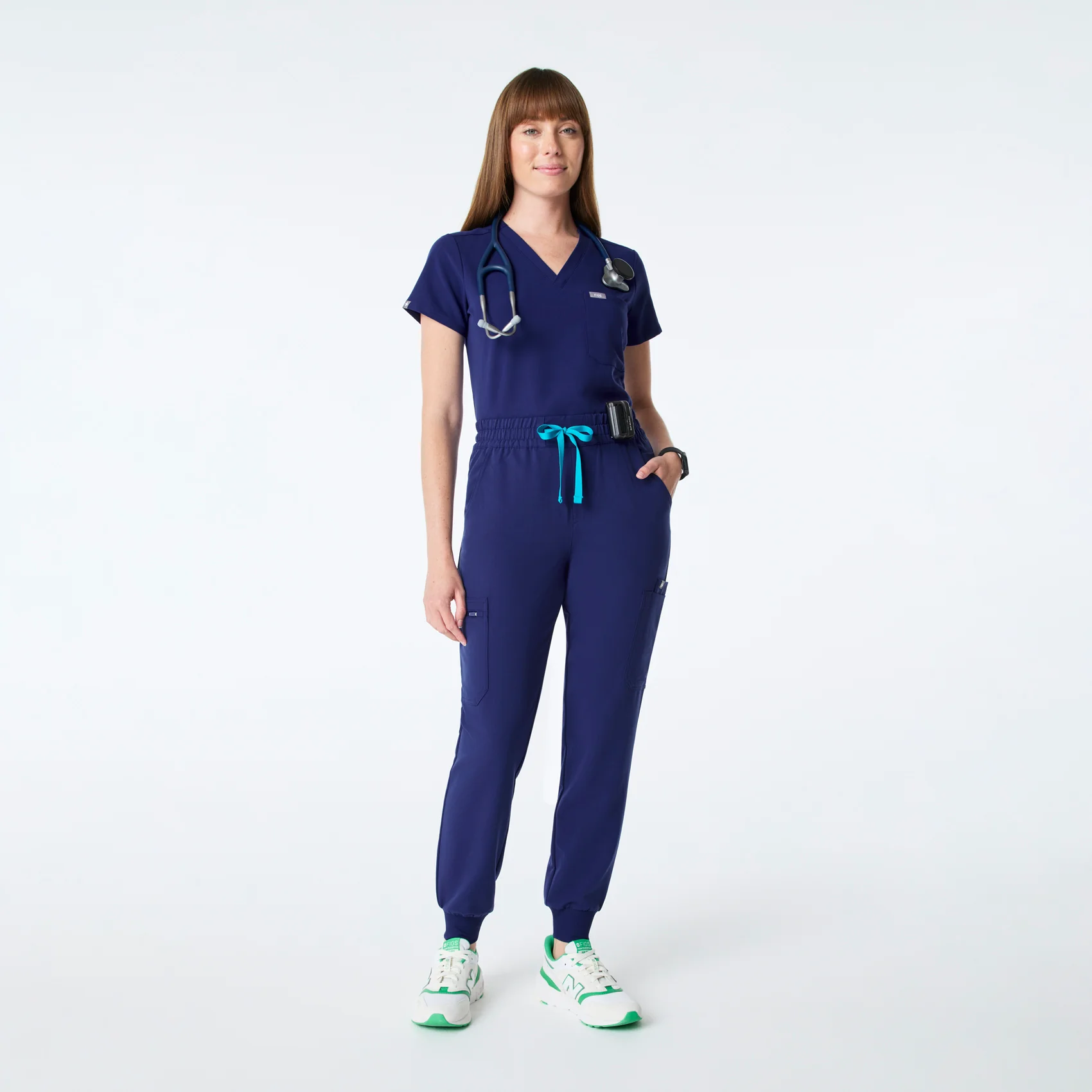 women's Sapphire High Waisted Uman Relaxed - Petite Jogger Scrub Pant - Image 2