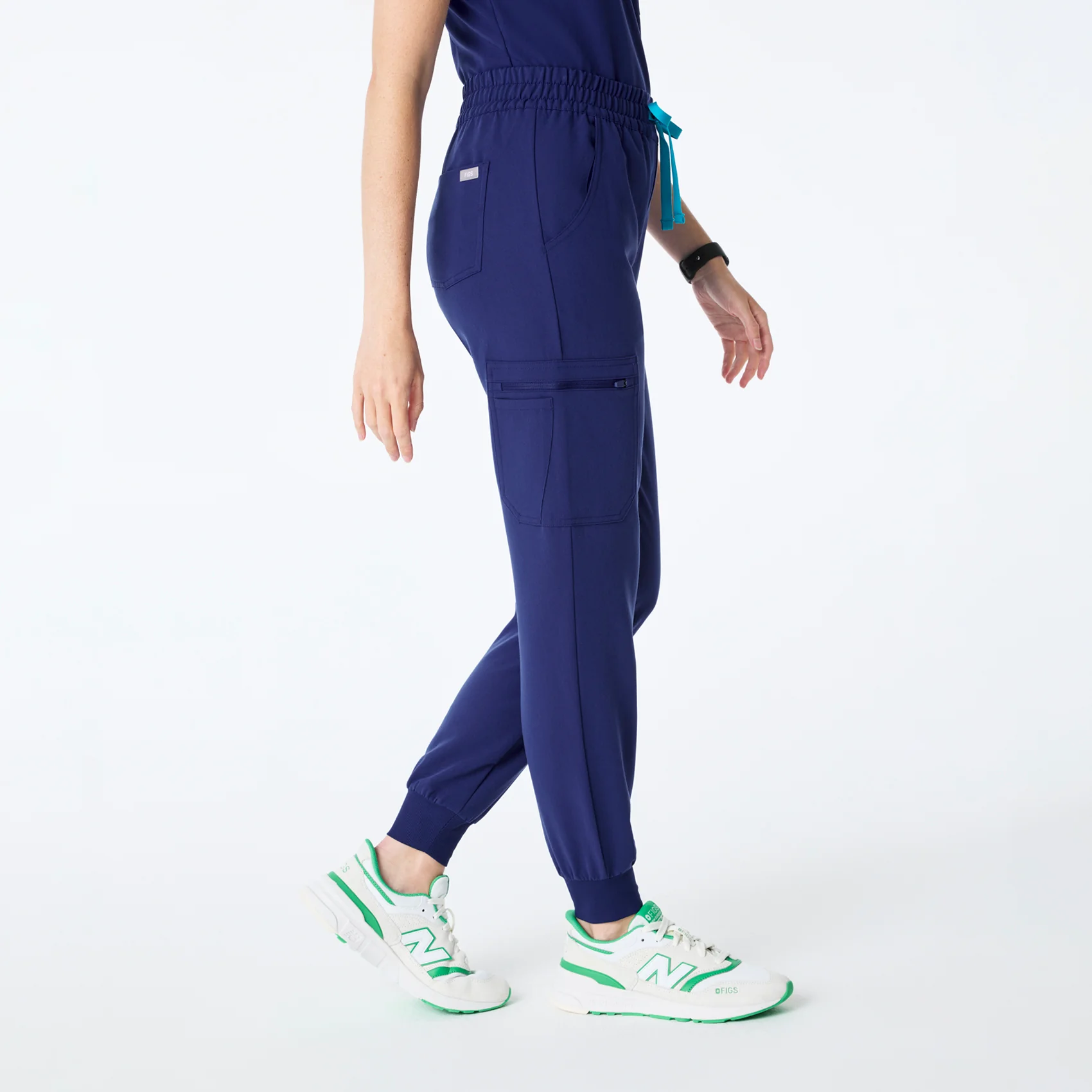women's Sapphire High Waisted Uman Relaxed - Petite Jogger Scrub Pant - Image 3