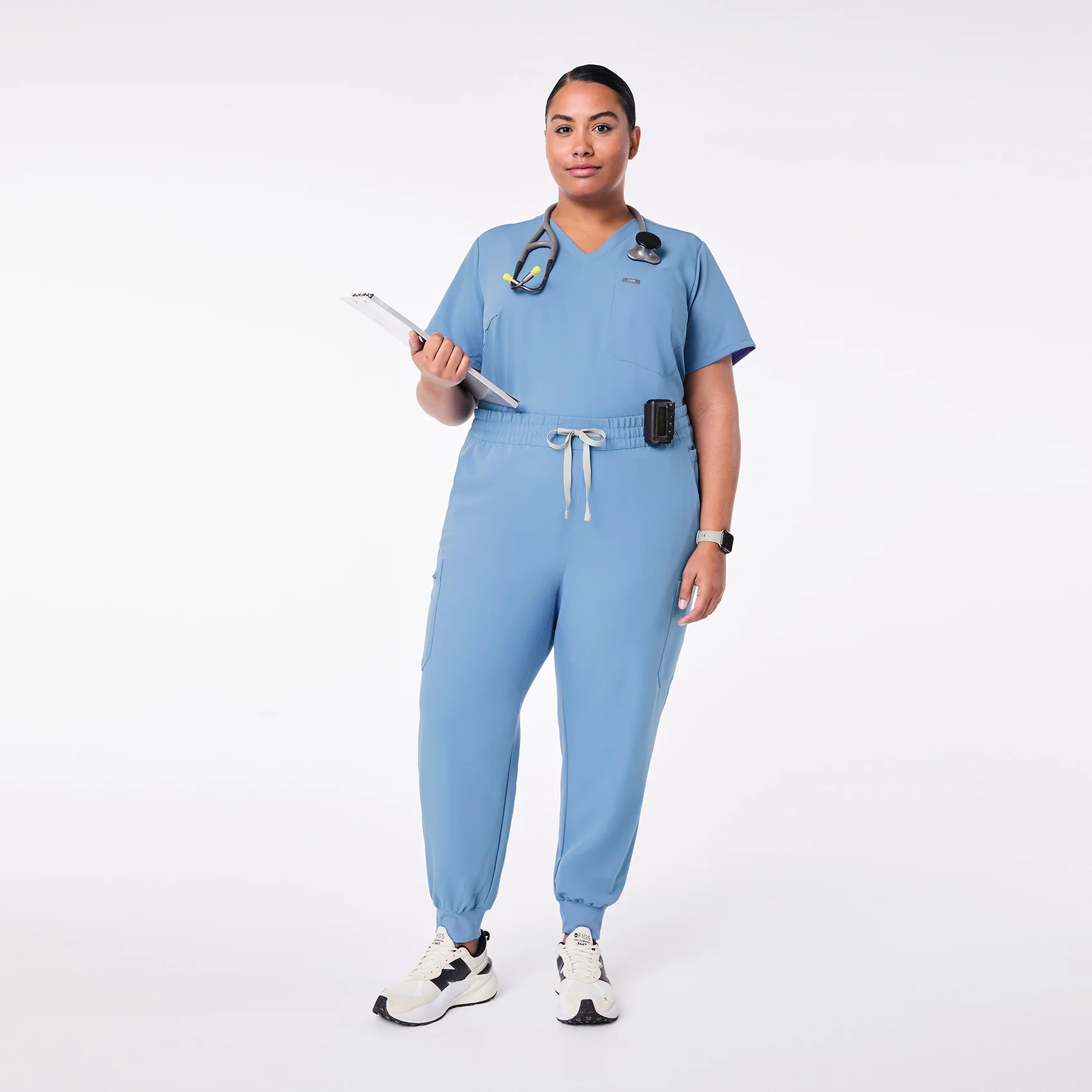 women's Ceil Blue High Waisted Uman Relaxed - Tall Jogger Scrub Pant (3XL-6XL) - Image 2