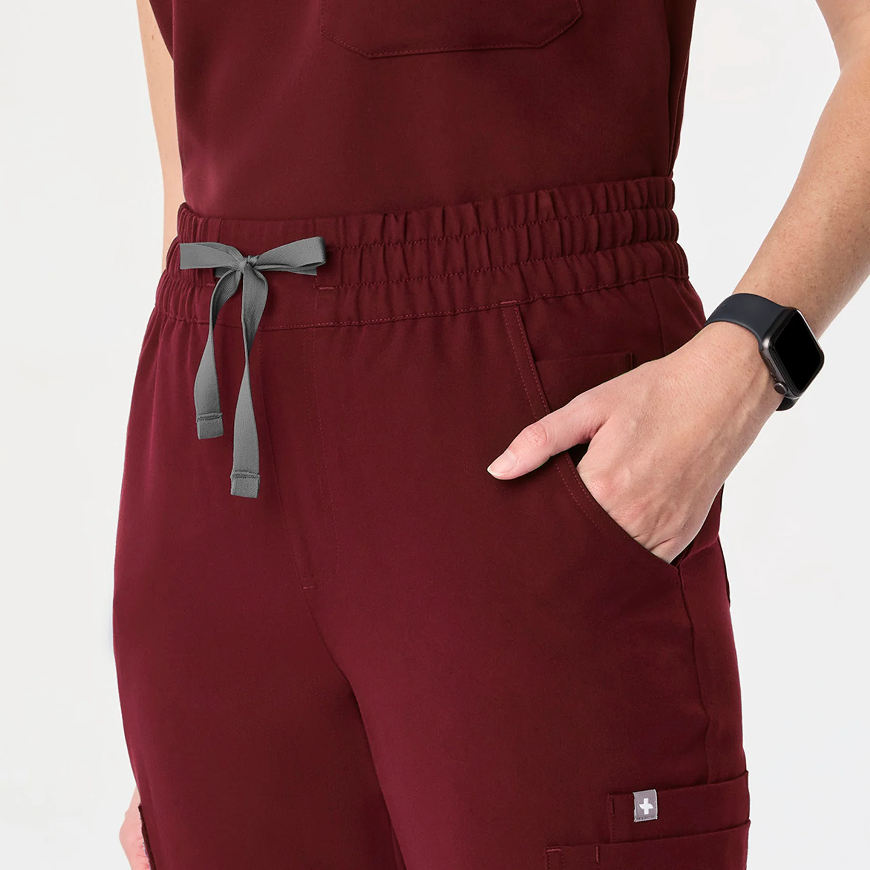 women's Burgundy High Waisted Uman Relaxed - Tall Jogger Scrub Pant - Image 6