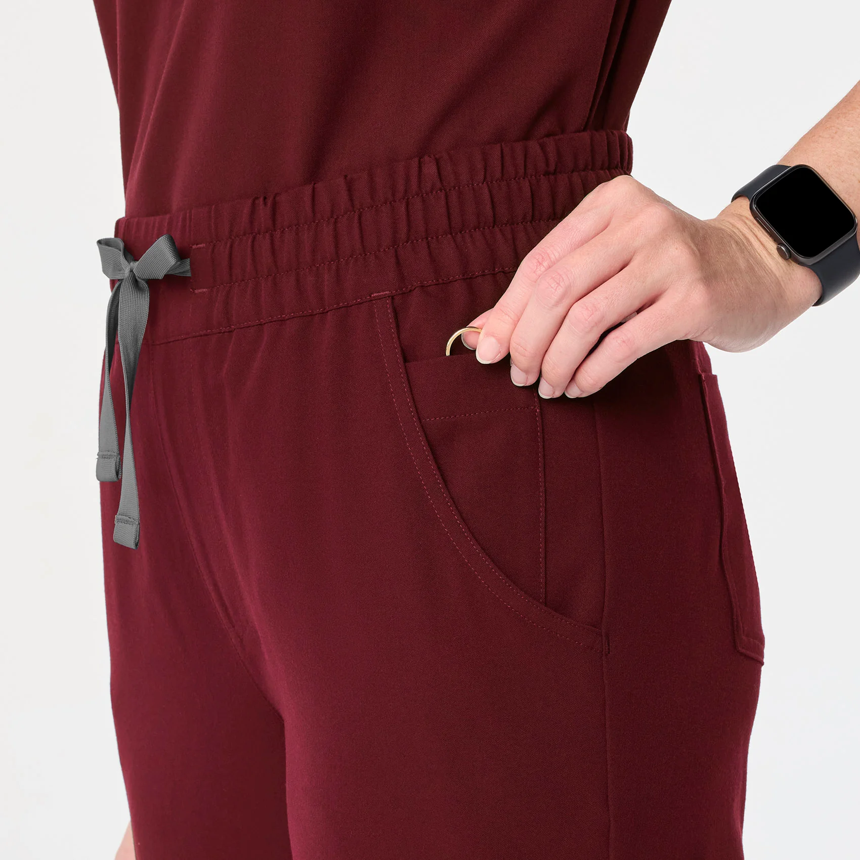 women's Burgundy High Waisted Uman Relaxed - Tall Jogger Scrub Pant - Image 9