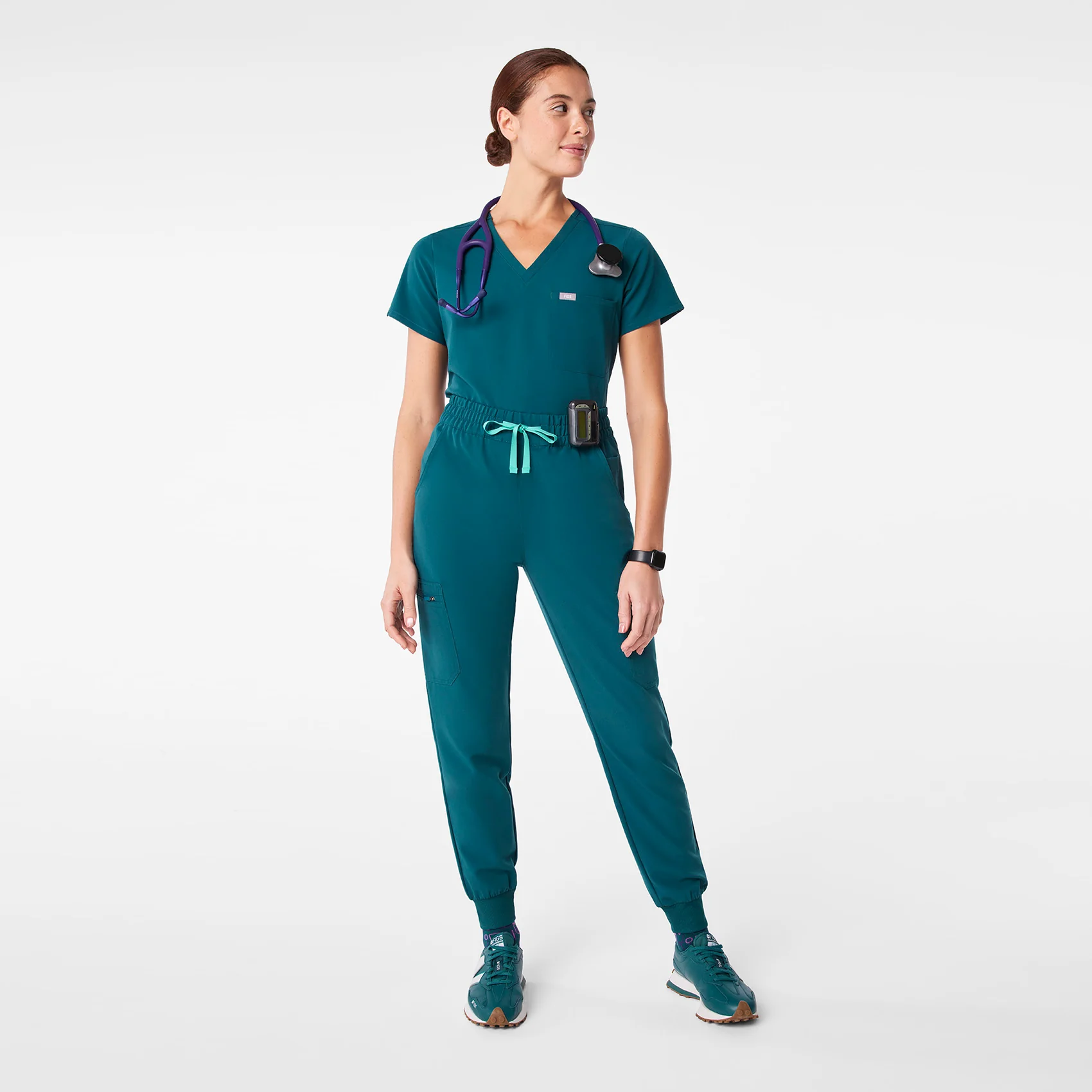women's Caribbean Blue High Waisted Uman Relaxed - Tall Jogger Scrub Pant - Image 2