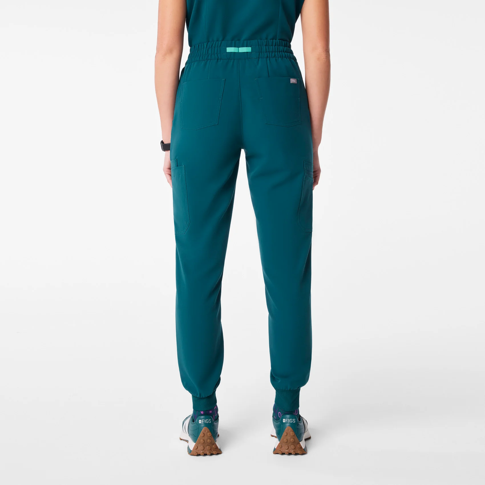 women's Caribbean Blue High Waisted Uman Relaxed - Tall Jogger Scrub Pant - Image 4