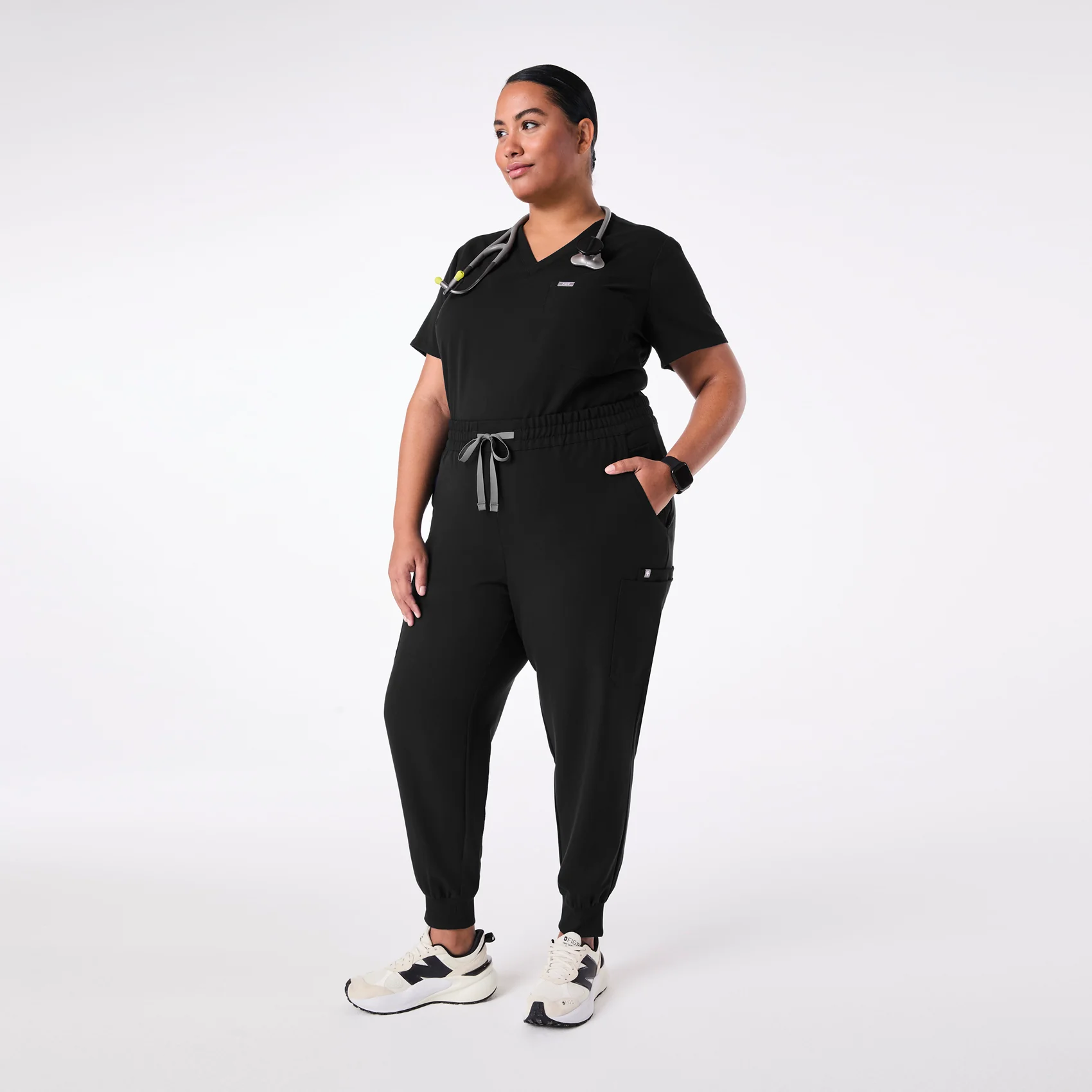 women's Black High Waisted Uman Relaxed - Jogger Scrub Pant (3XL-6XL) - Image 2