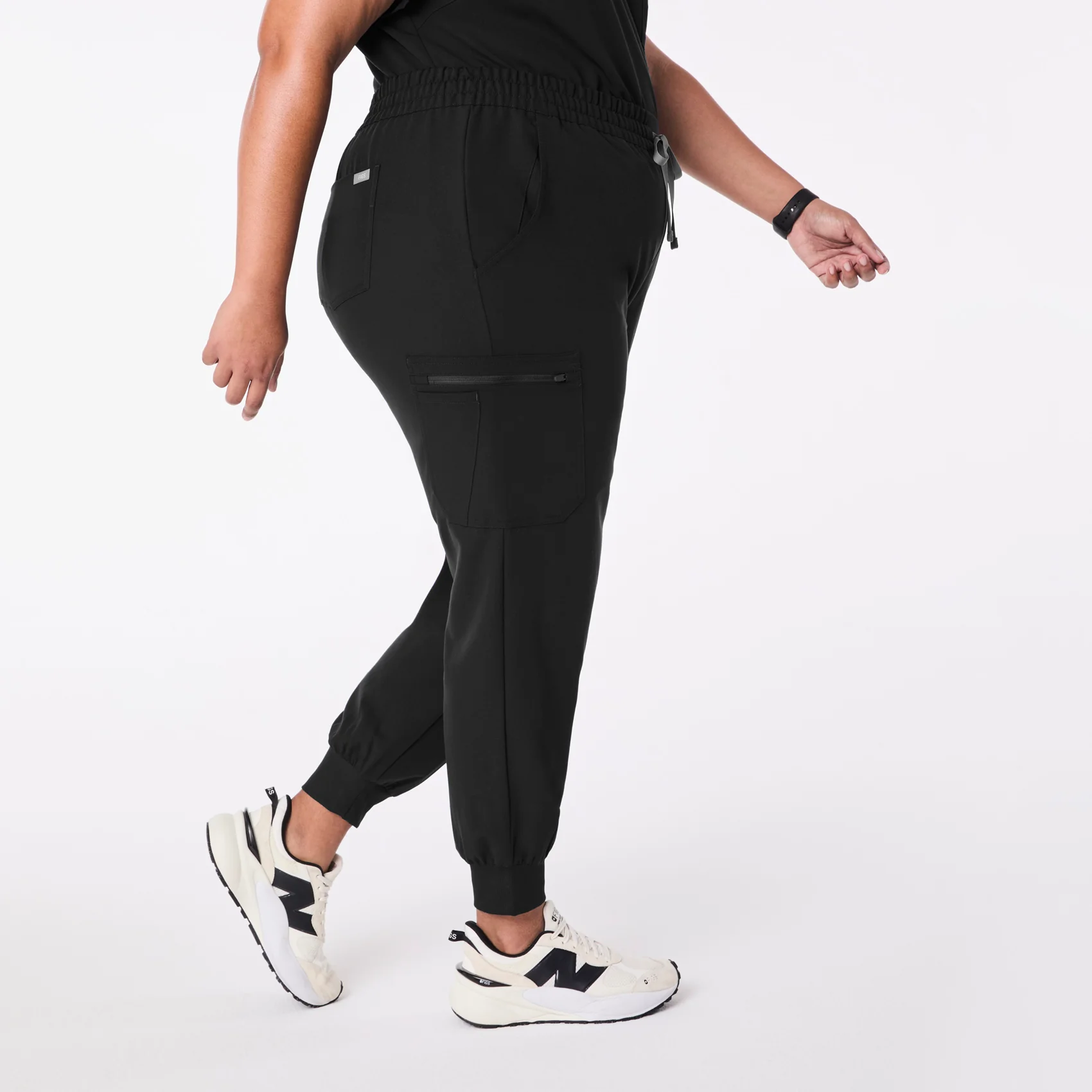 women's Black High Waisted Uman Relaxed - Jogger Scrub Pant (3XL-6XL) - Image 3