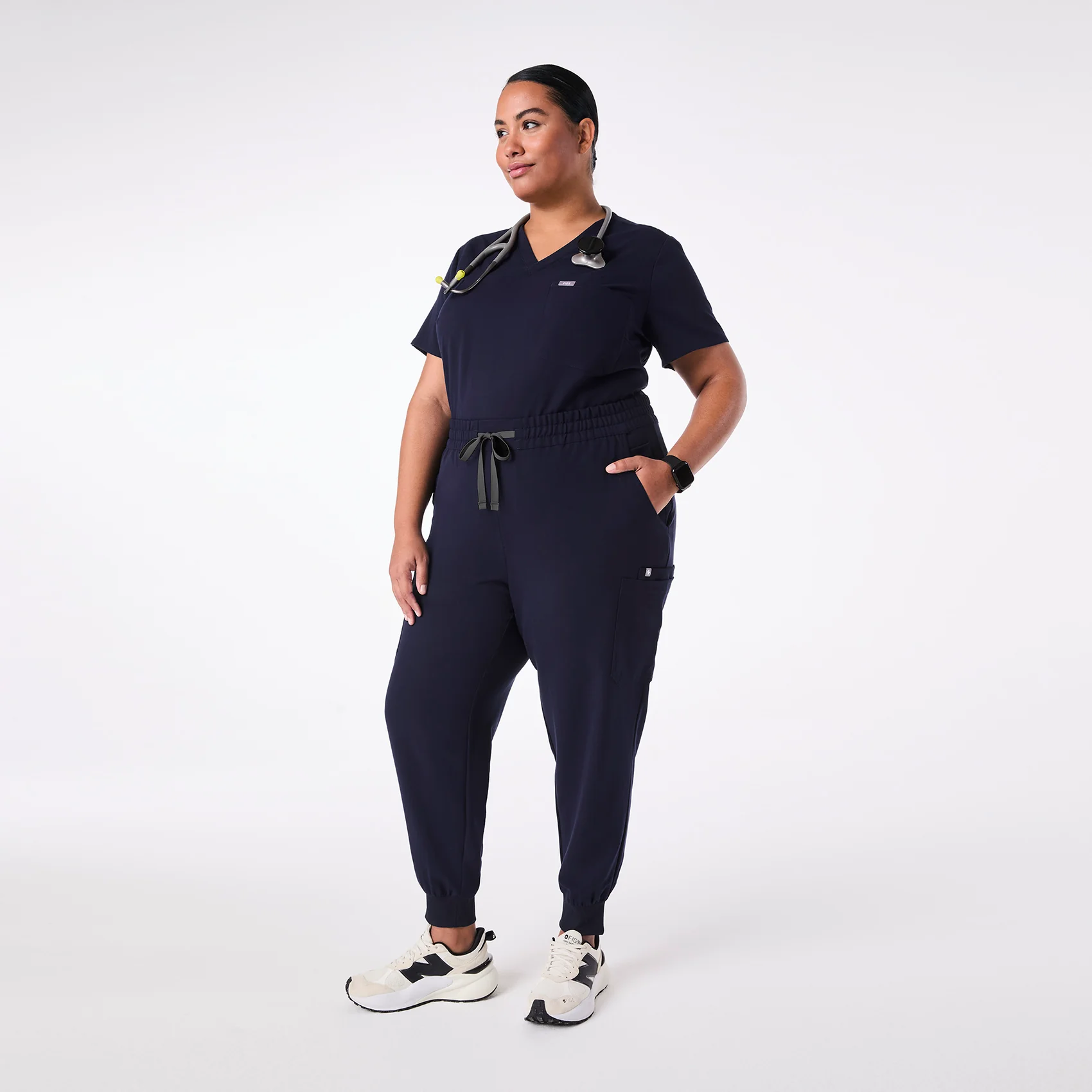 women's Navy High Waisted Uman Relaxed - Jogger Scrub Pant (3XL-6XL) - Image 2