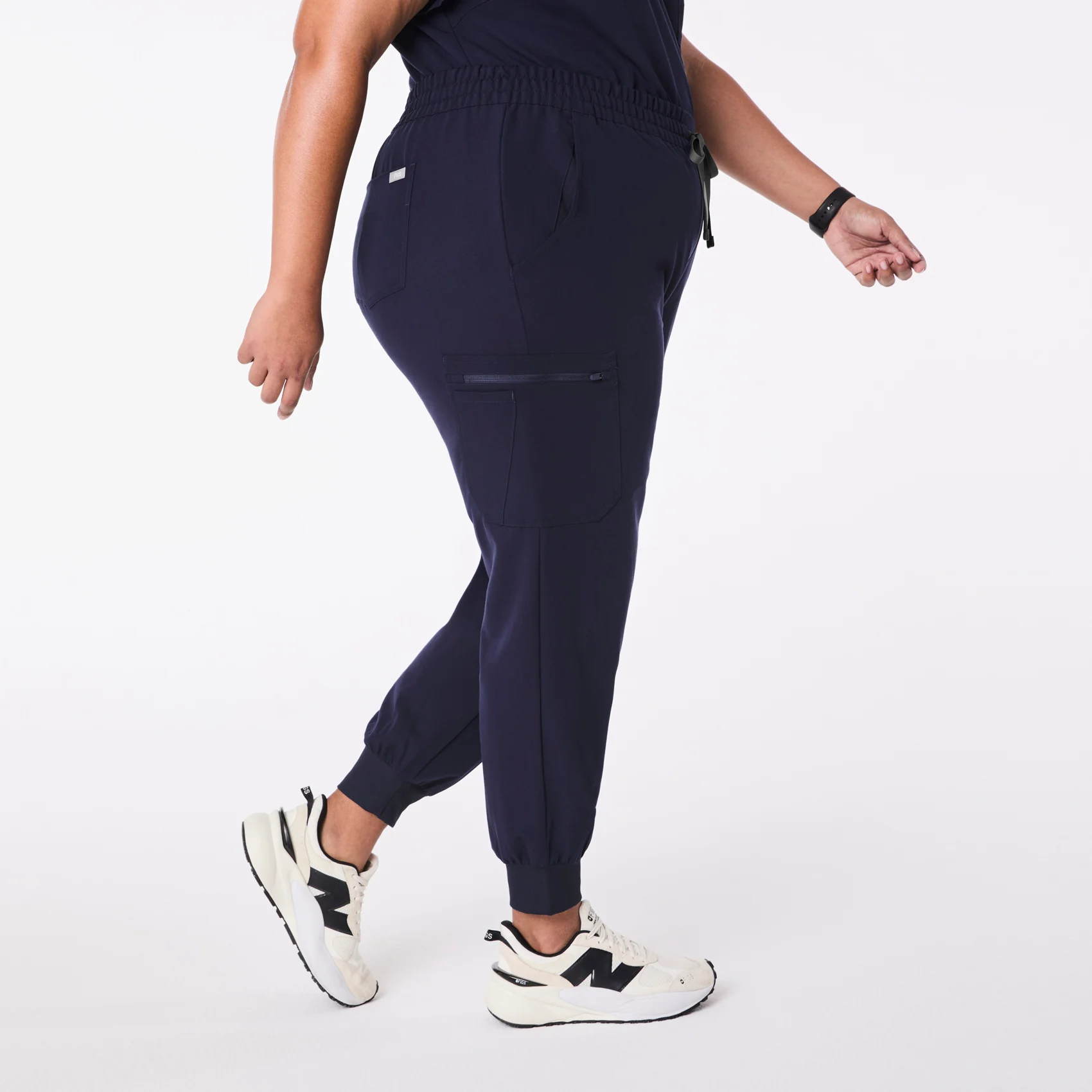 women's Navy High Waisted Uman Relaxed - Jogger Scrub Pant (3XL-6XL) - Image 3