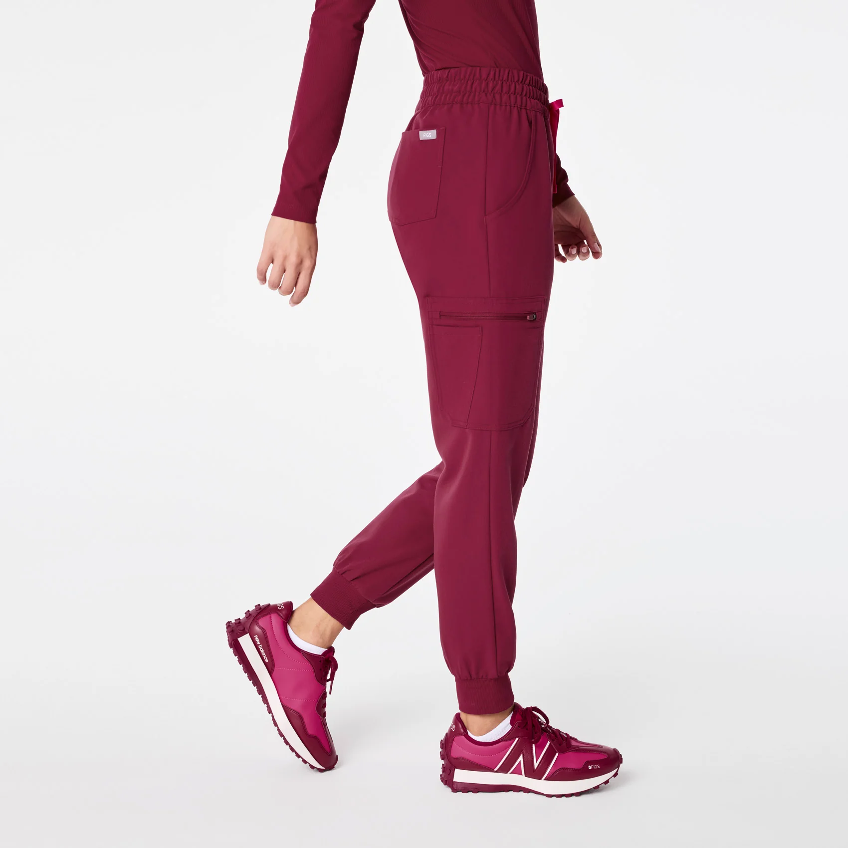 women's Deep Cranberry Uman Relaxed - Jogger Scrub Pant - Image 3