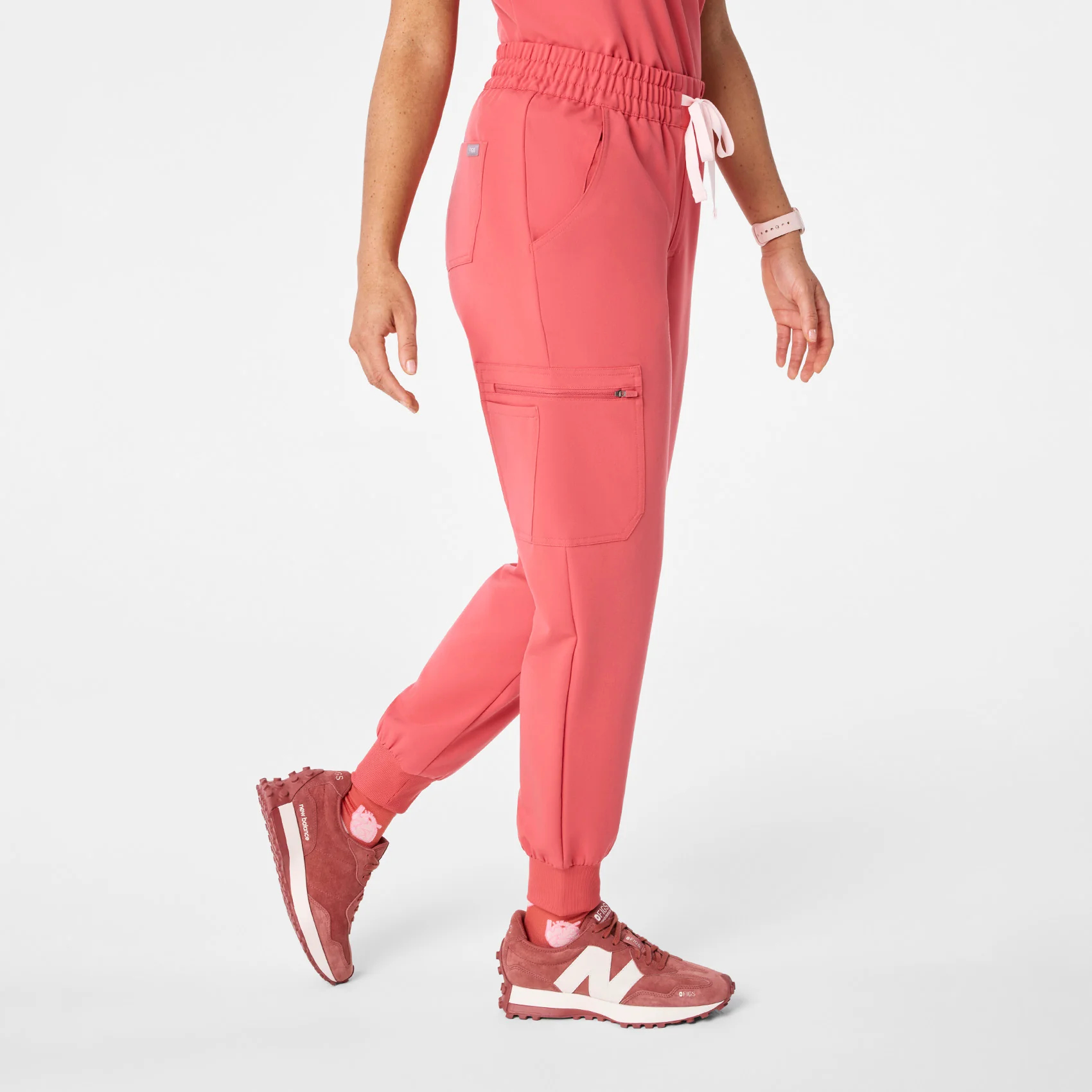women's Pulmonary Pink Uman Relaxed - Petite Jogger Scrub Pant - Image 4
