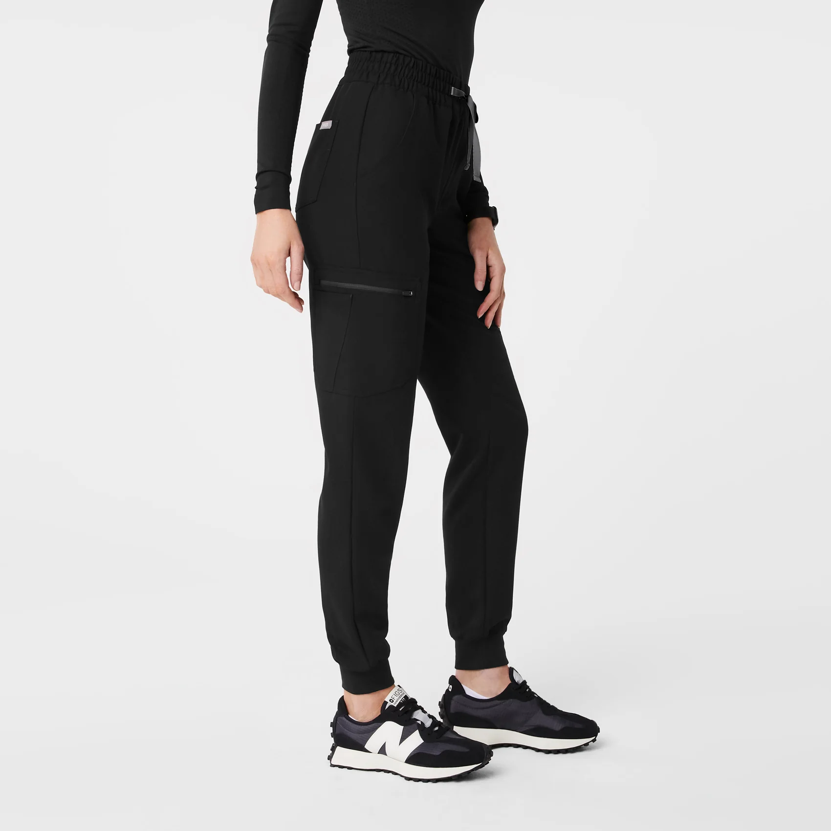 women's Black High Waisted Uman Relaxed - Jogger Scrub Pants - Image 3